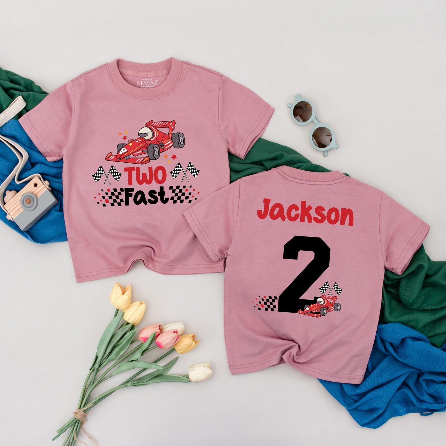 Two Fast Birthday Boy Outfit, Personalized Race Car 2nd Birthday Shirt for Toddler, Custom Name Racing Tee, Second Birthday Gift Idea, Comfortable Cotton