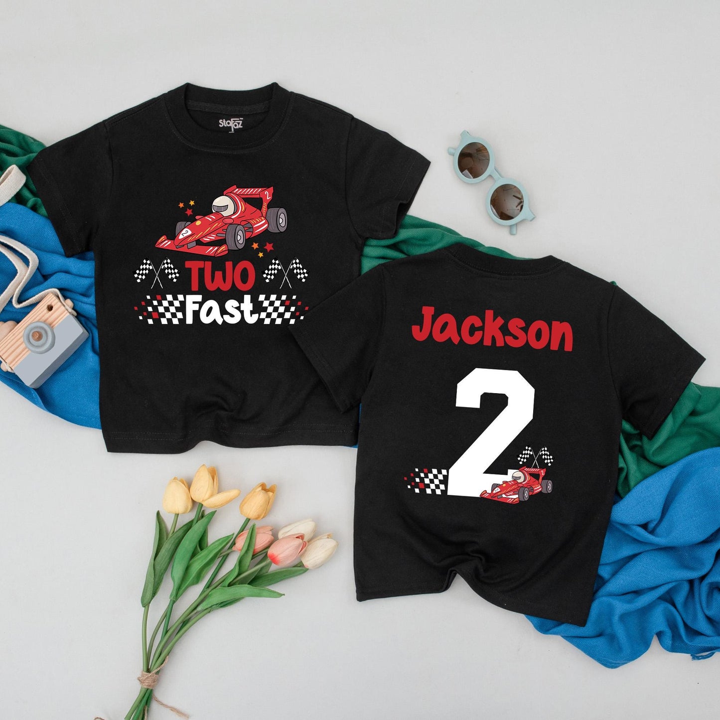 Two Fast Birthday Boy Outfit, Personalized Race Car 2nd Birthday Shirt for Toddler, Custom Name Racing Tee, Second Birthday Gift Idea, Comfortable Cotton