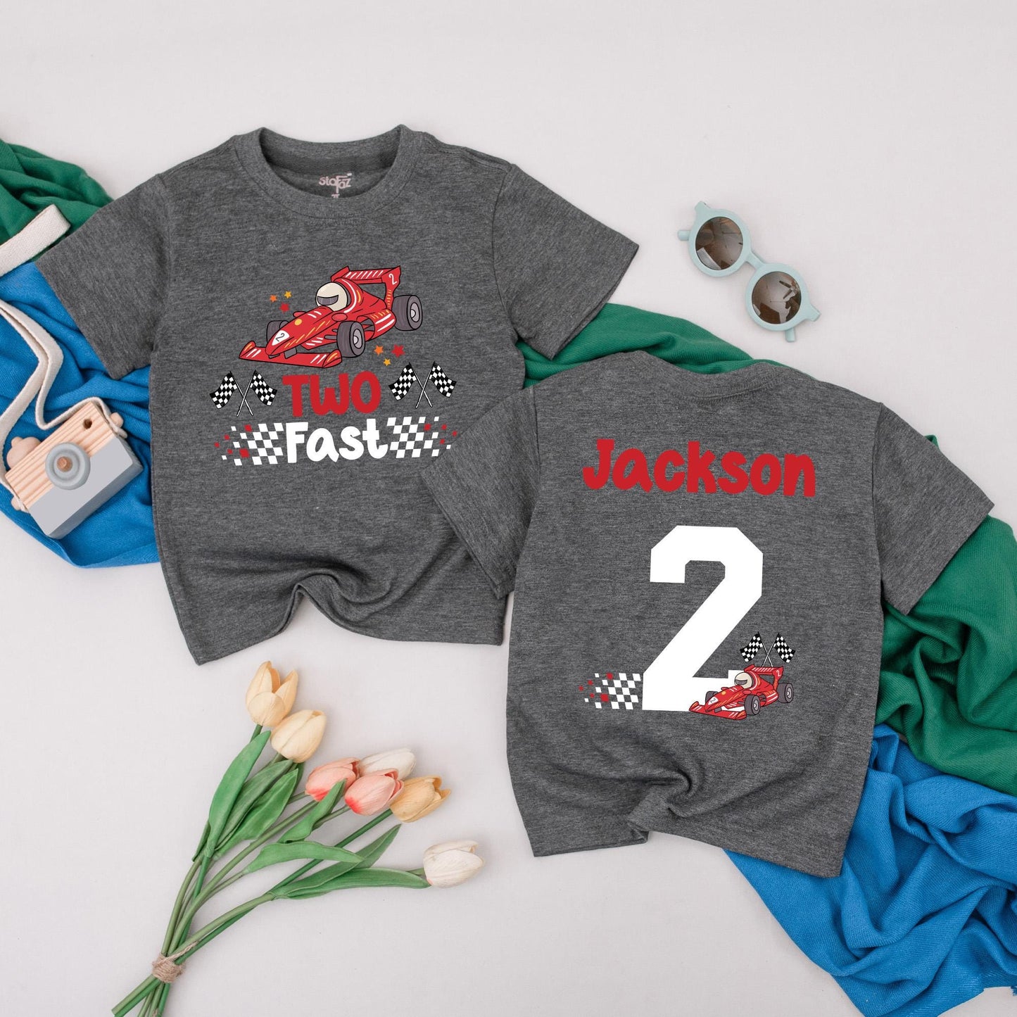 Two Fast Birthday Boy Outfit, Personalized Race Car 2nd Birthday Shirt for Toddler, Custom Name Racing Tee, Second Birthday Gift Idea, Comfortable Cotton