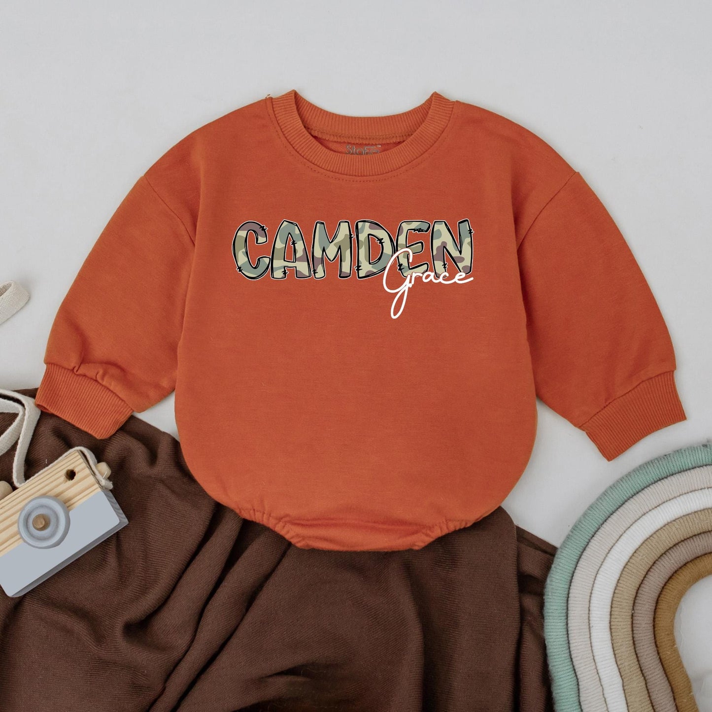 Mallard Duck Custom Name Baby Romper Outdoor Nature Camo Bubble Outfit Personalized Summer Duck Theme Baby Boy Clothes