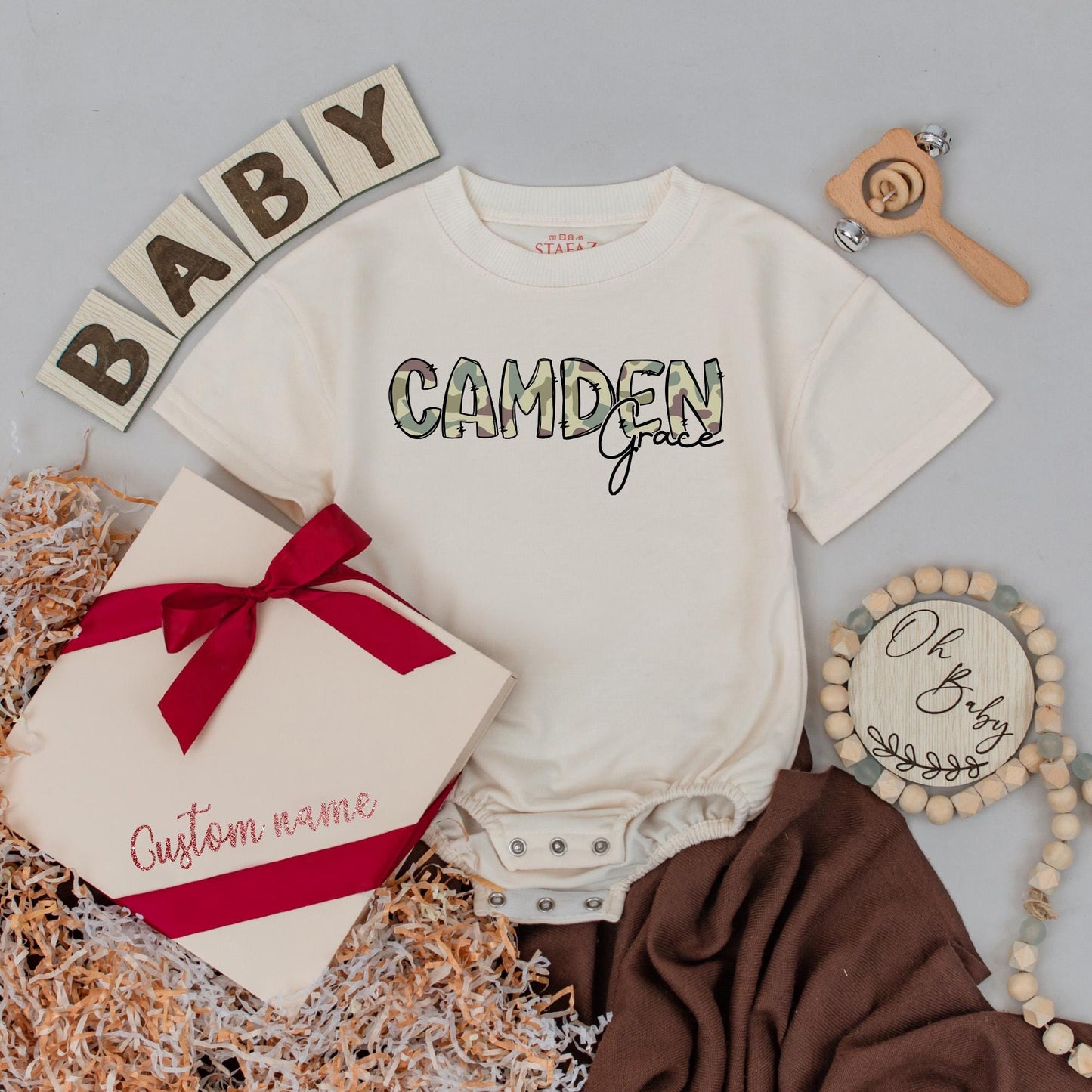 Mallard Duck Custom Name Baby Romper Outdoor Nature Camo Bubble Outfit Personalized Summer Duck Theme Baby Boy Clothes