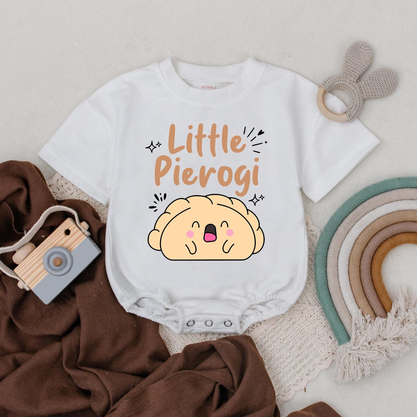 Little Pierogi Baby Romper Cute Food Outfit Mommy’s Lil Pierogi Newborn Birth Announcement Gift Bodysuit