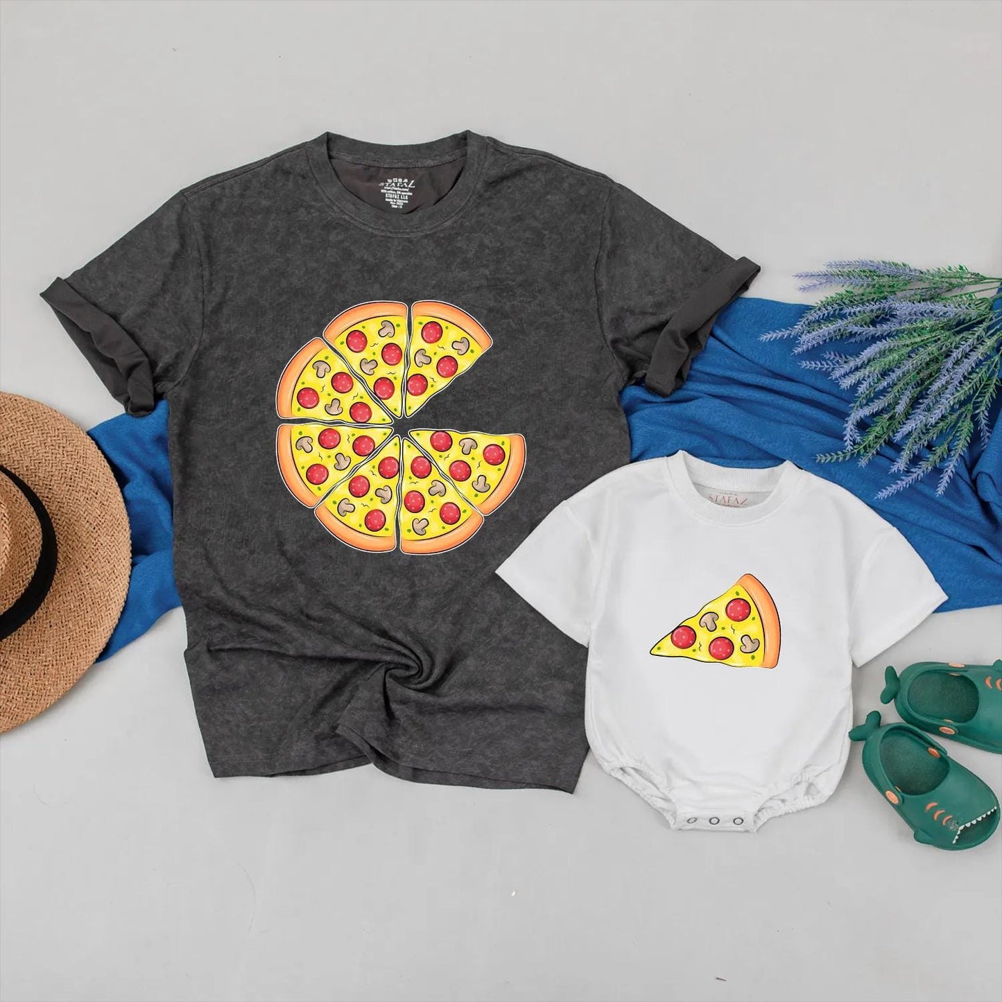 Matching Pizza Slice Dad and Me Shirts - Funny Family Pizza Outfits for Father's Day Gifts, Daddy & Kid T-Shirts