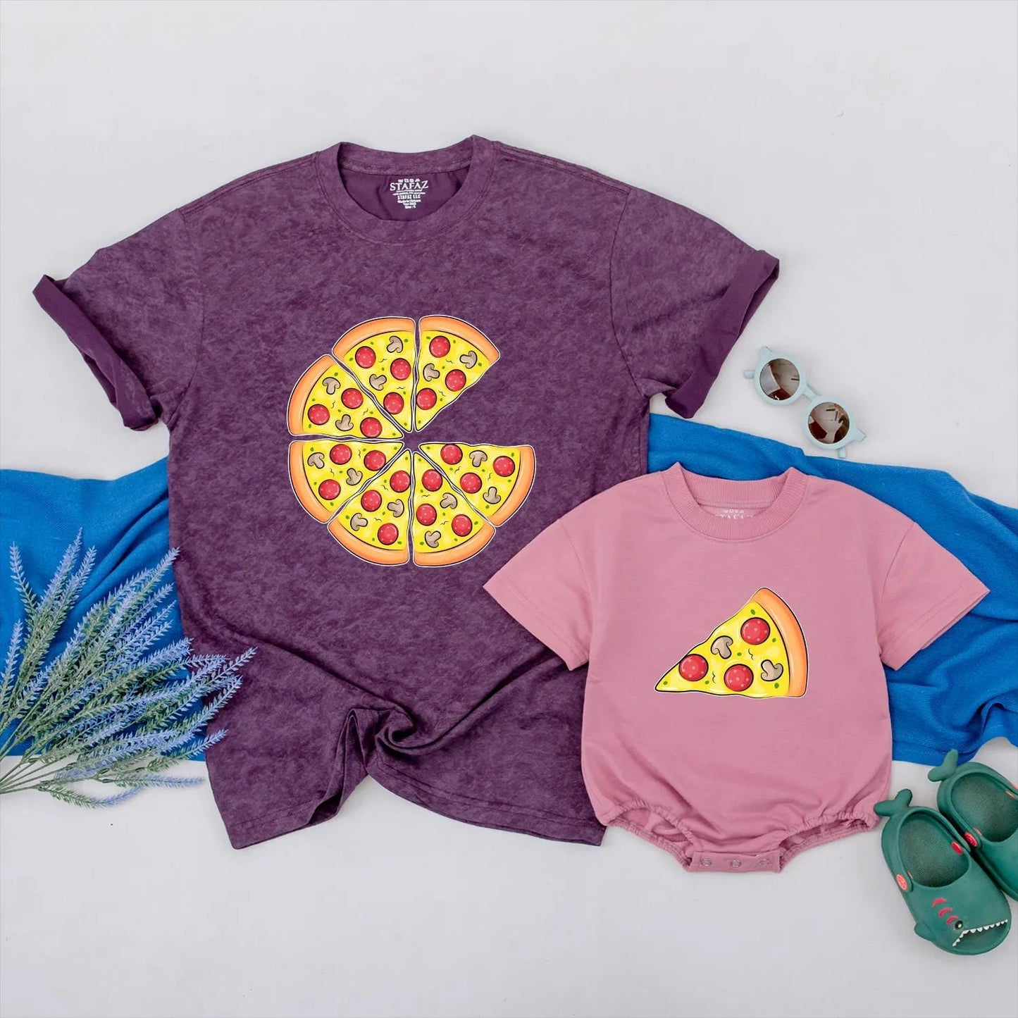 Matching Pizza Slice Dad and Me Shirts - Funny Family Pizza Outfits for Father's Day Gifts, Daddy & Kid T-Shirts