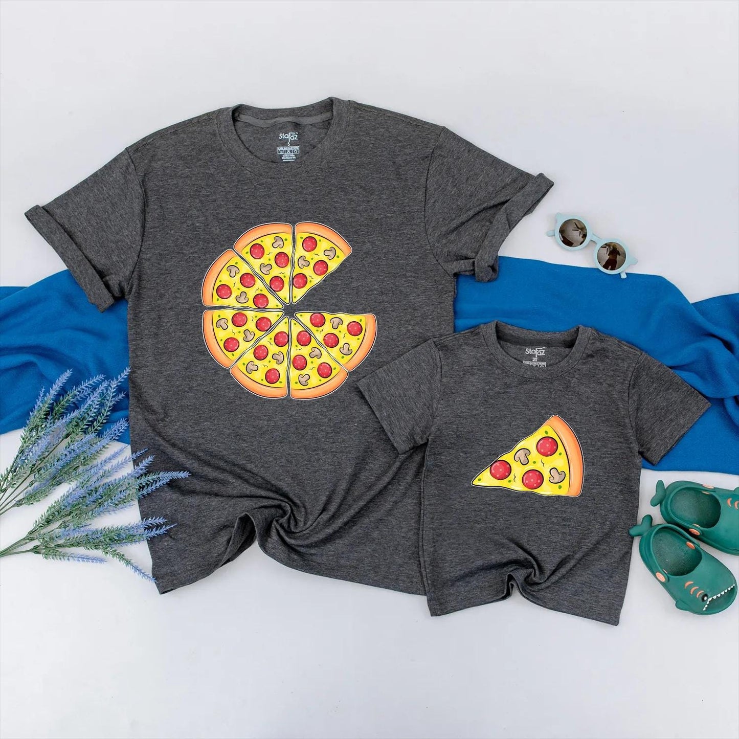 Matching Pizza Slice Dad and Me Shirts - Funny Family Pizza Outfits for Father's Day Gifts, Daddy & Kid T-Shirts