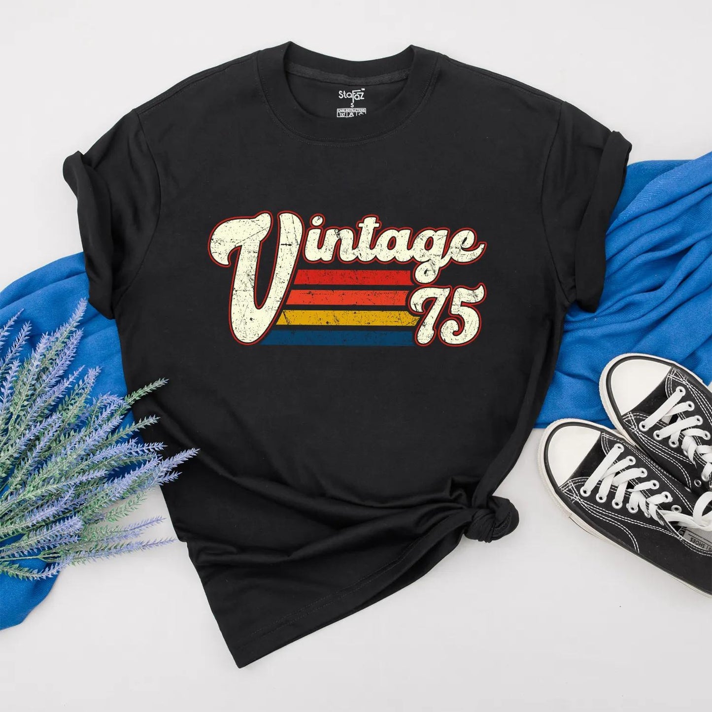 Vintage 1975 Birthday Shirt for Men & Women - Retro 50th Gift, Classic Distressed Design, Custom Year Tee