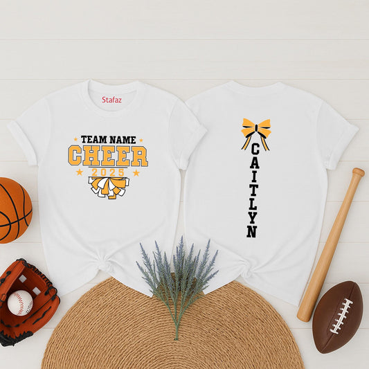 Custom Cheer Team Name Shirt – Personalized Cheerleading T-Shirt – Customizable Team Spirit Shirt – Perfect for Cheer Teams, Events, and Gifts