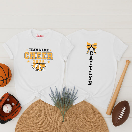 Custom Cheer Team Name Shirt, Personalized Cheerleader Gift for Cheer Mom, School Spirit Outfit, Cheer Competition Apparel