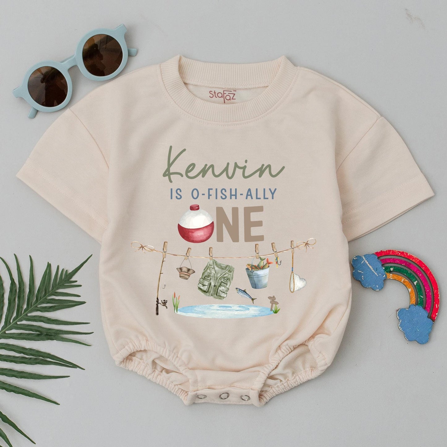 Personalized O-Fish-Ally One First Birthday Baby Boy Romper Custom Name Fishing Party Bodysuit Comfortable Soft Cotton Outfit Gift