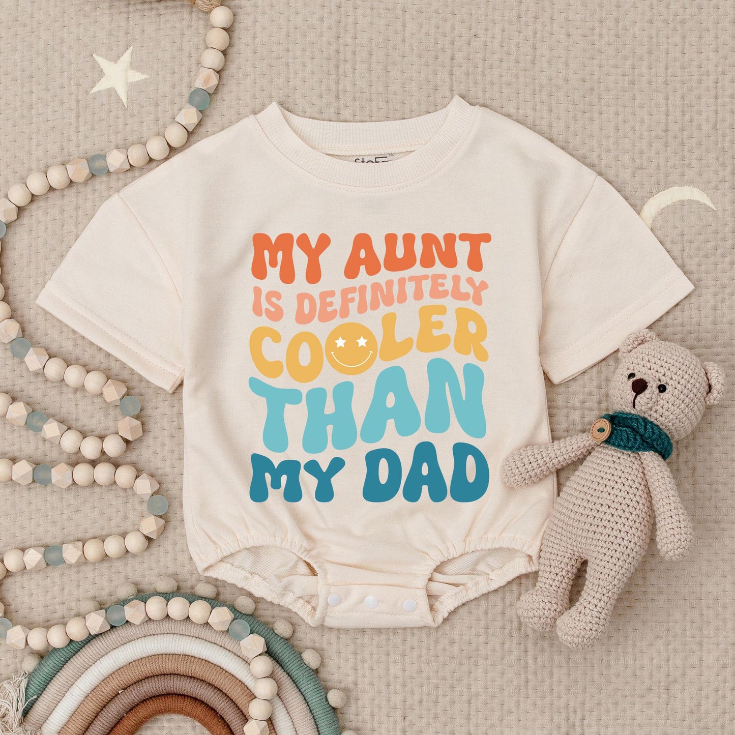 My Aunt Is Cooler Than My Dad Baby Romper Funny Vintage Bodysuit Cute Family Babysuit I Love My Aunt Gift Idea