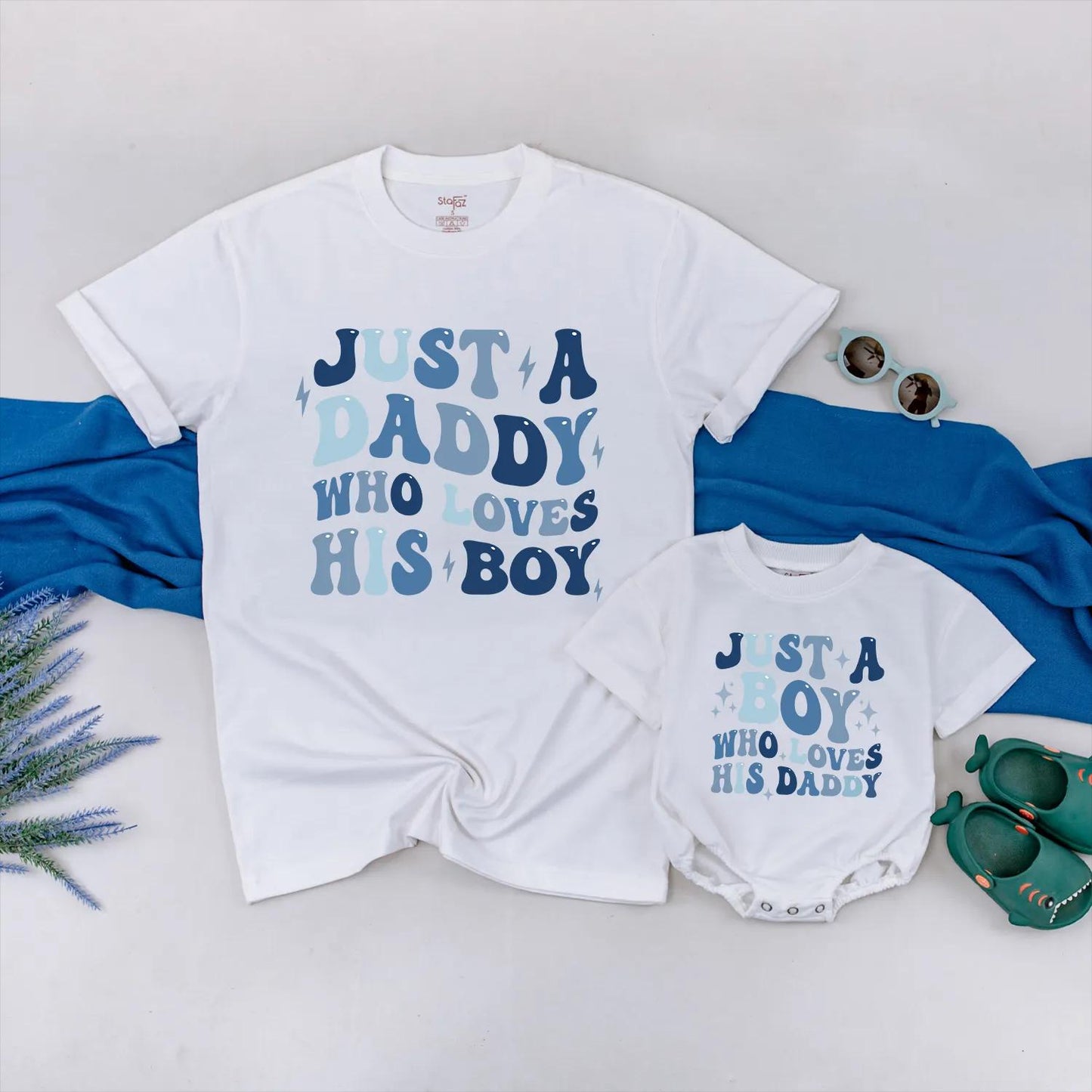 Personalized Father Son Matching Shirt Set for Dad and Baby Boy, Daddy Who Loves His Boy Romper Outfit, Thoughtful Fathers Day Gift