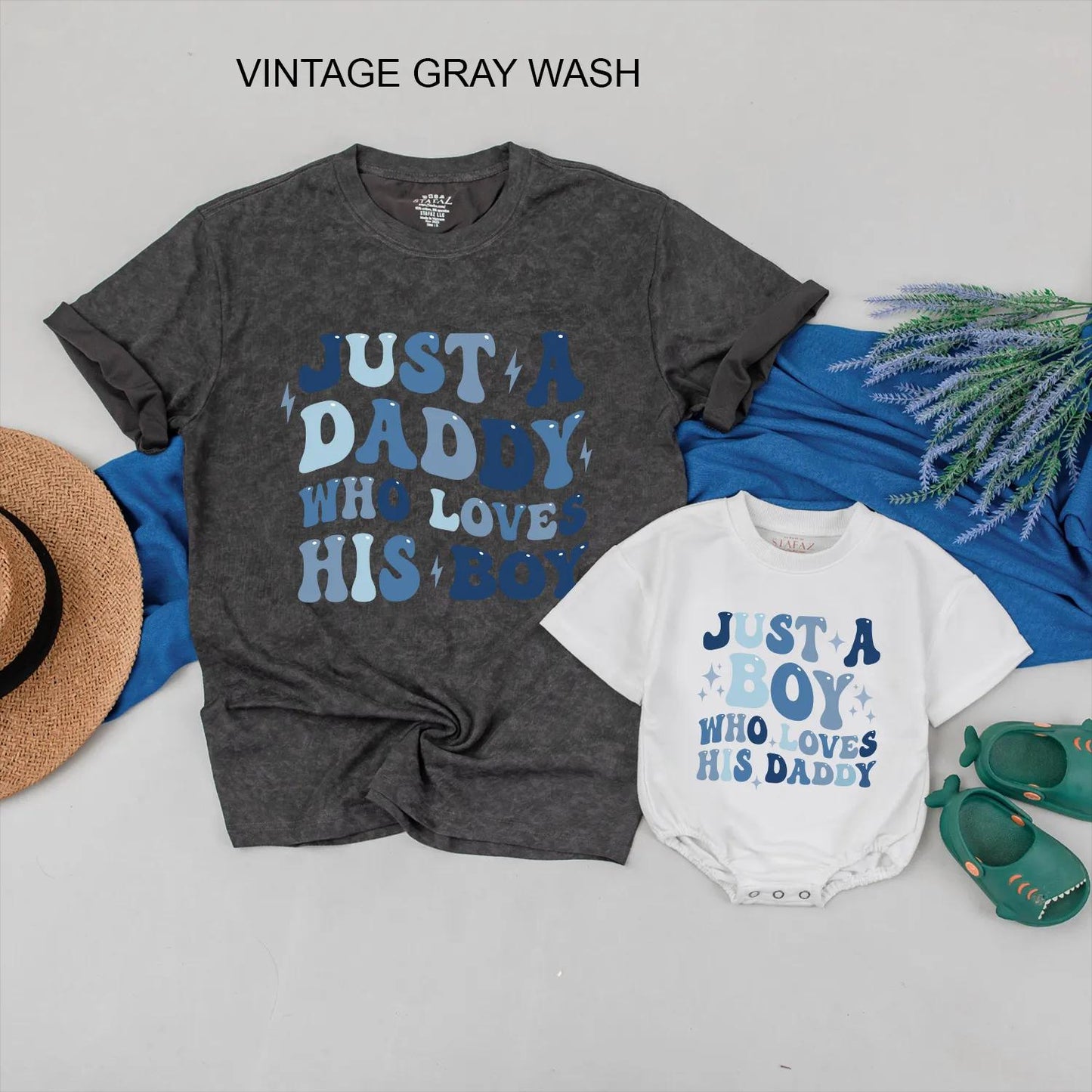 Personalized Father Son Matching Shirt Set for Dad and Baby Boy, Daddy Who Loves His Boy Romper Outfit, Thoughtful Fathers Day Gift