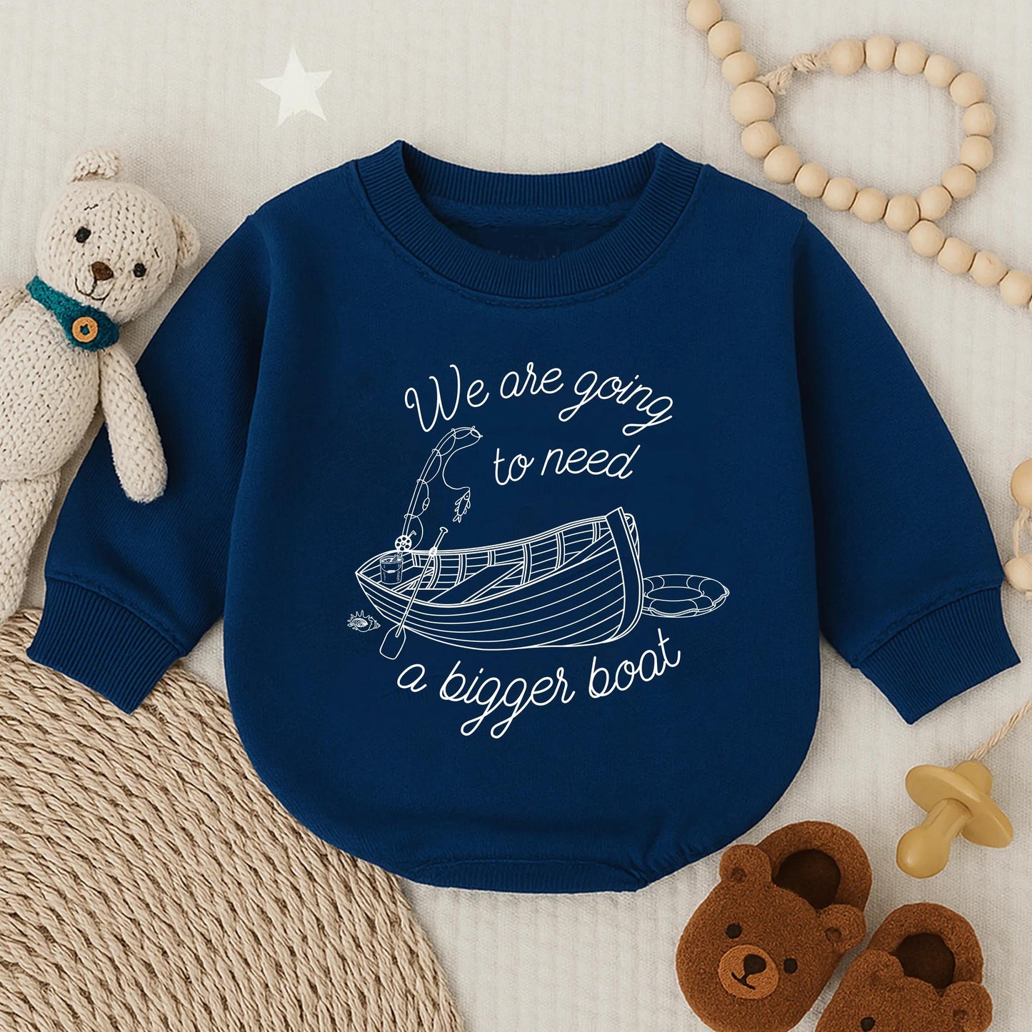 We're Gonna Need A Bigger Boat Baby Romper Bodysuit - Pregnancy Reveal, Baby Shower Gift, Baby Boy or Girl Clothes
