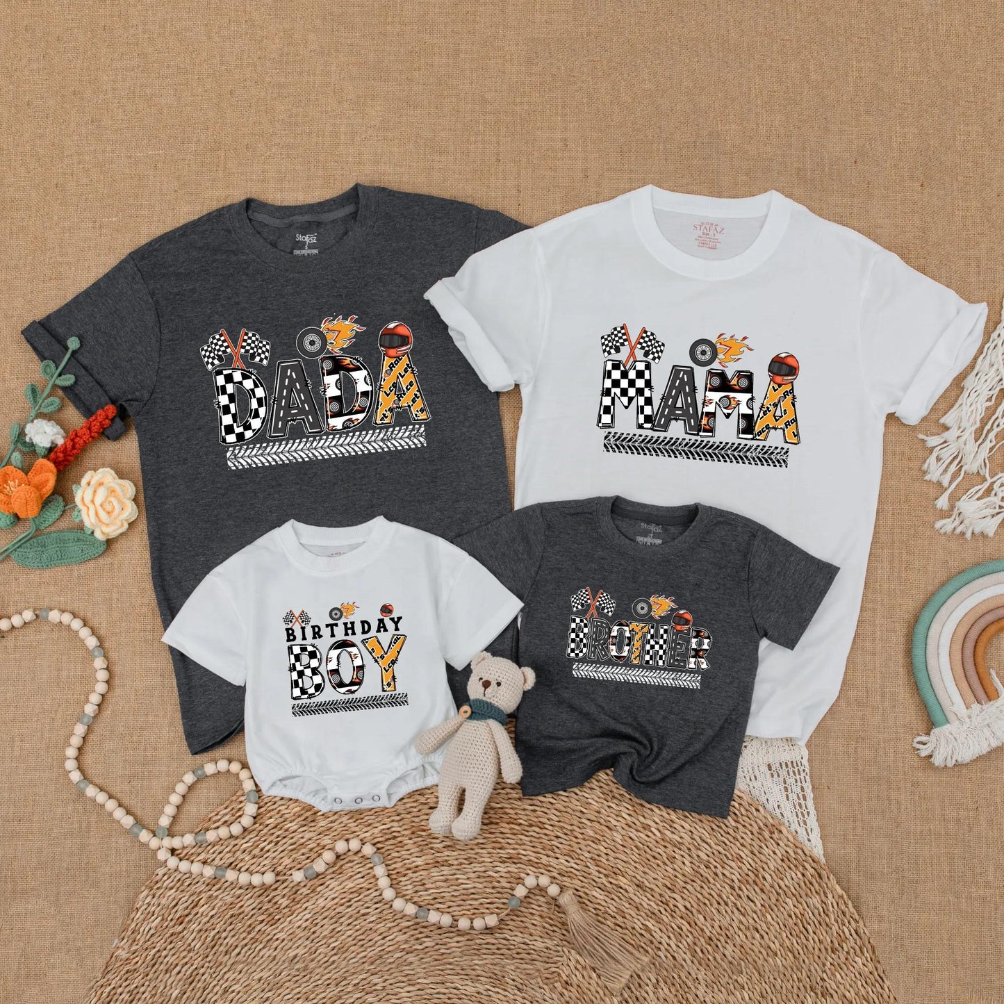 Matching Monster Truck Birthday Family Shirts, Race Car Party Outfits, Dada Mama Brother, Baby Boy 1st Birthday Gift