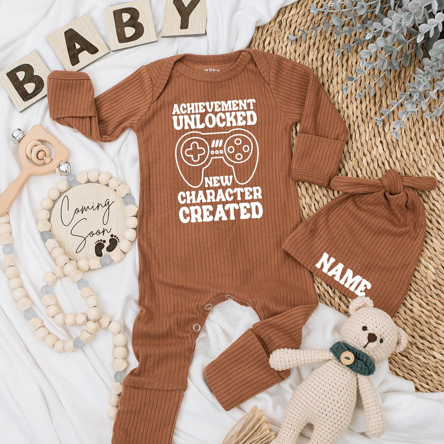 Achievement Unlocked Baby Bodysuit New Character Created Gaming Newborn Outfit Retro Video Game Baby Shower Reveal Gift for New Parents
