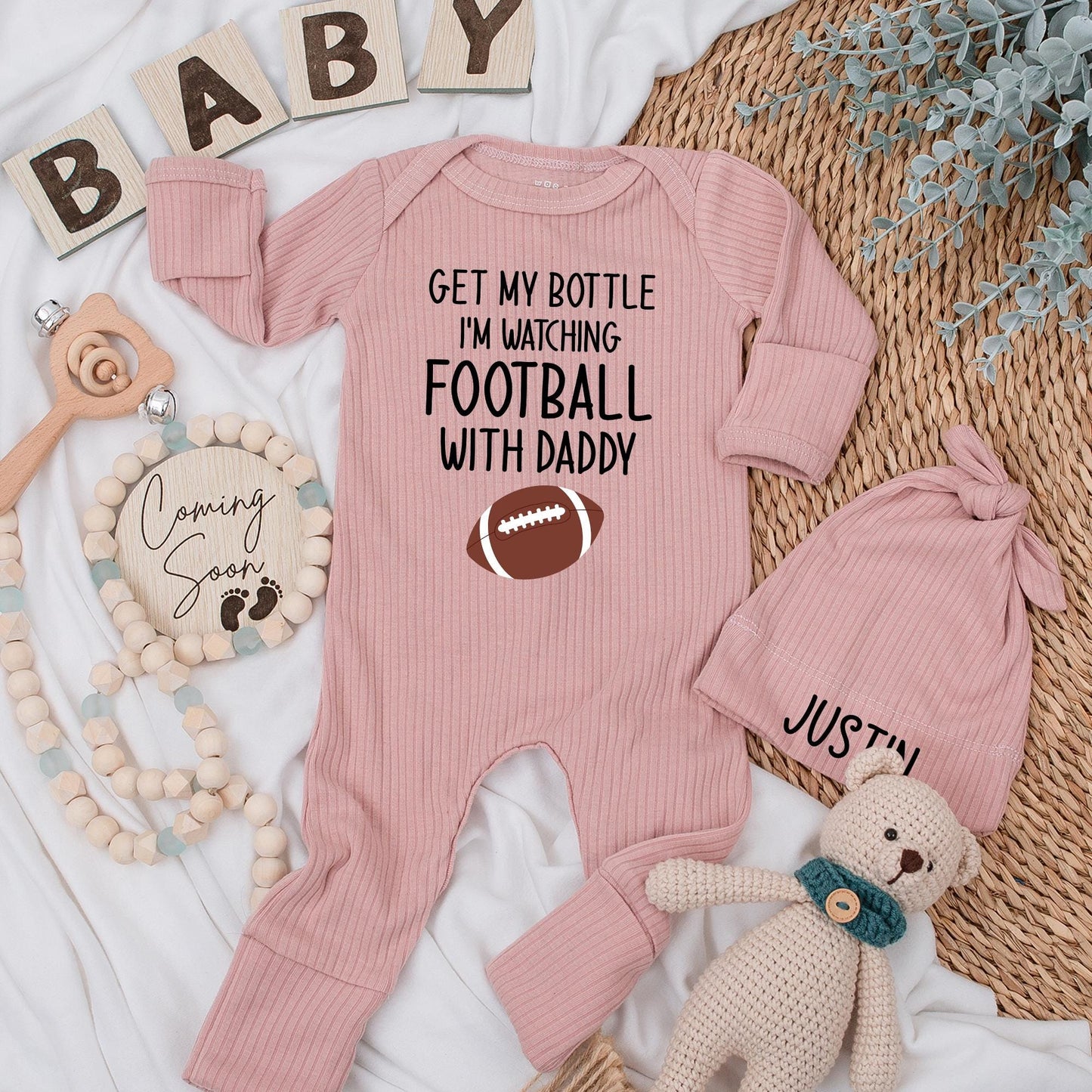 Football Daddy & Me Bodysuit Funny Game Day Baby Outfit Newborn Sports Fan Gift