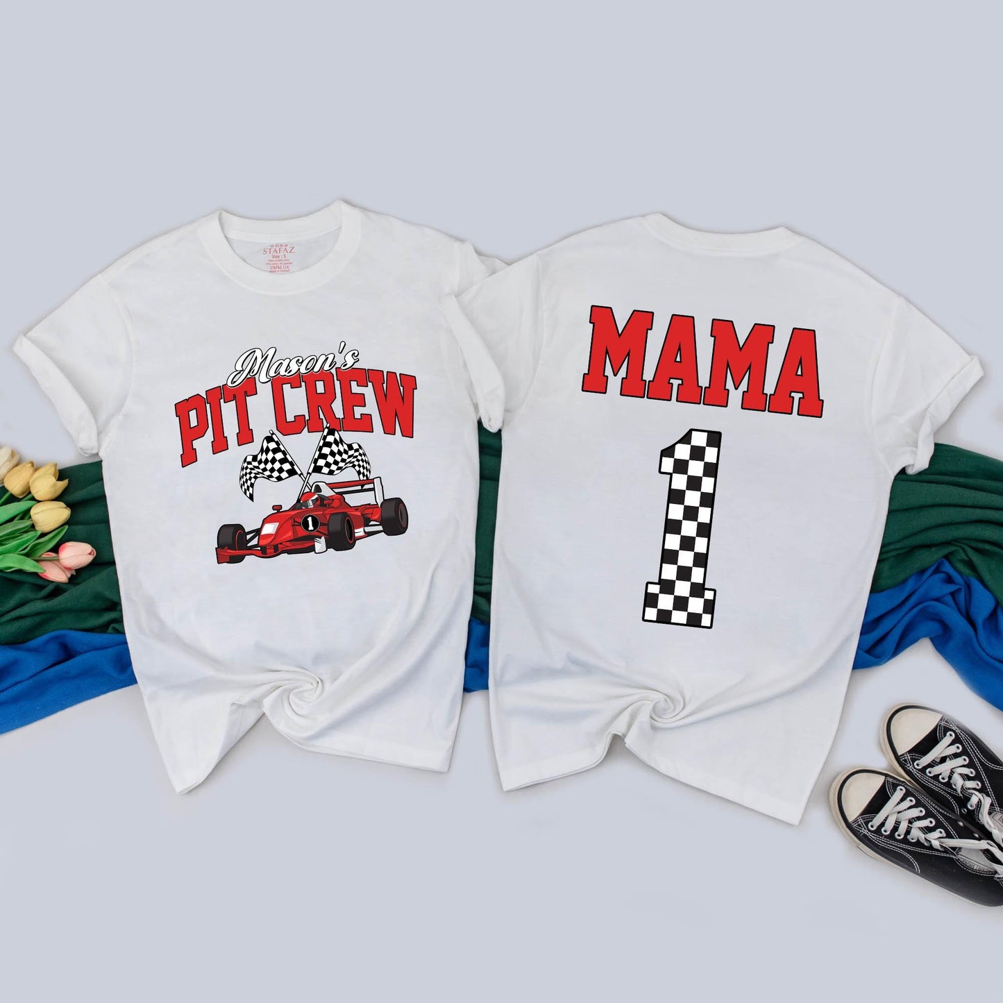 Personalized Pit Crew Family Matching T-Shirts, Race Car Birthday Outfit for 1st Birthday Girl or Boy, Fast One Shirts
