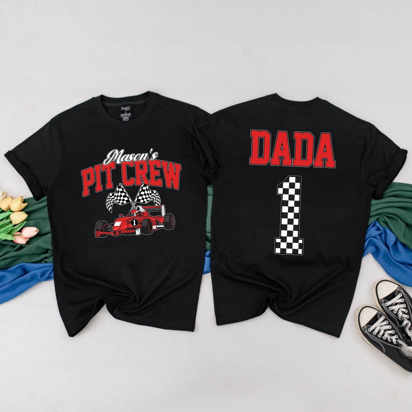 Personalized Pit Crew Family Matching T-Shirts, Race Car Birthday Outfit for 1st Birthday Girl or Boy, Fast One Shirts