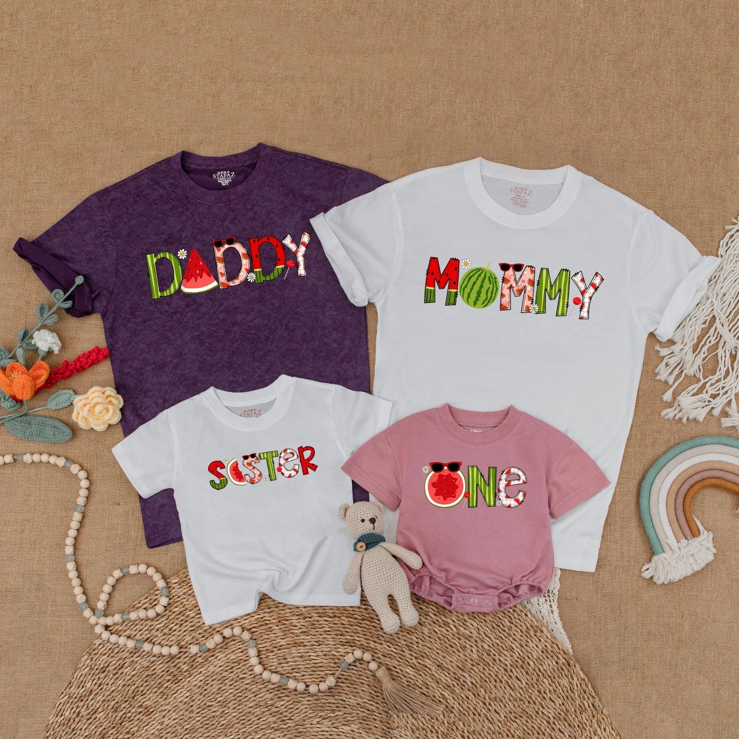 Watermelon Birthday Family Shirts Matching Summer Outfits Toddler First Birthday Sweet One In A Melon Mommy Dad Brother Sister Party