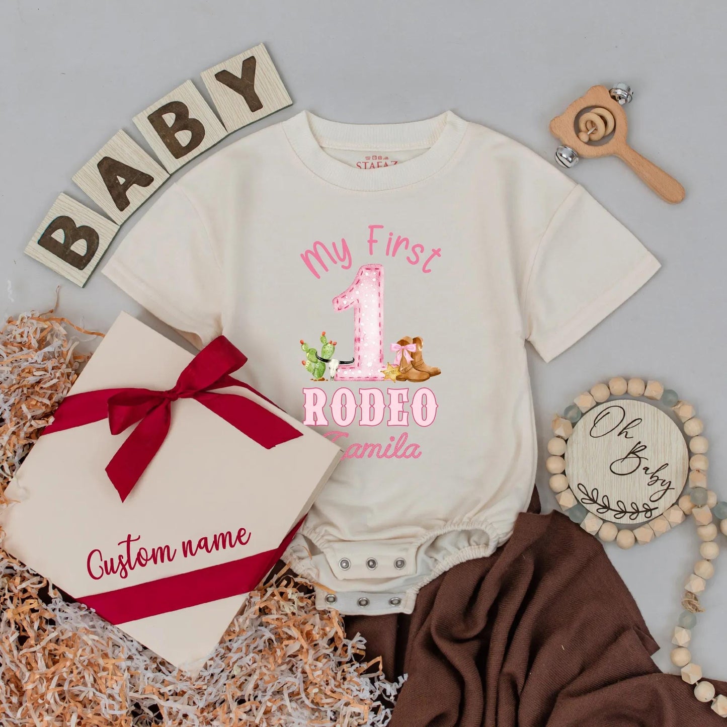 Personalized My First Rodeo Baby Girl Romper 1st Birthday Outfit Custom Western Toddler Clothes Cowgirl Gift