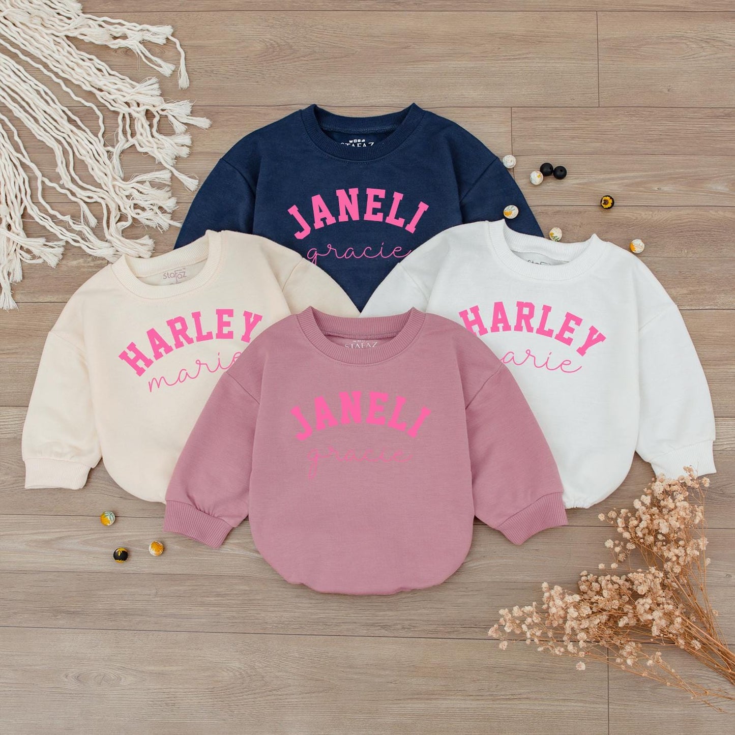 Personalized Name Baby Girl Romper Cute Pink Text Design Summer Outfit Baby Shower Gift Infant Clothes