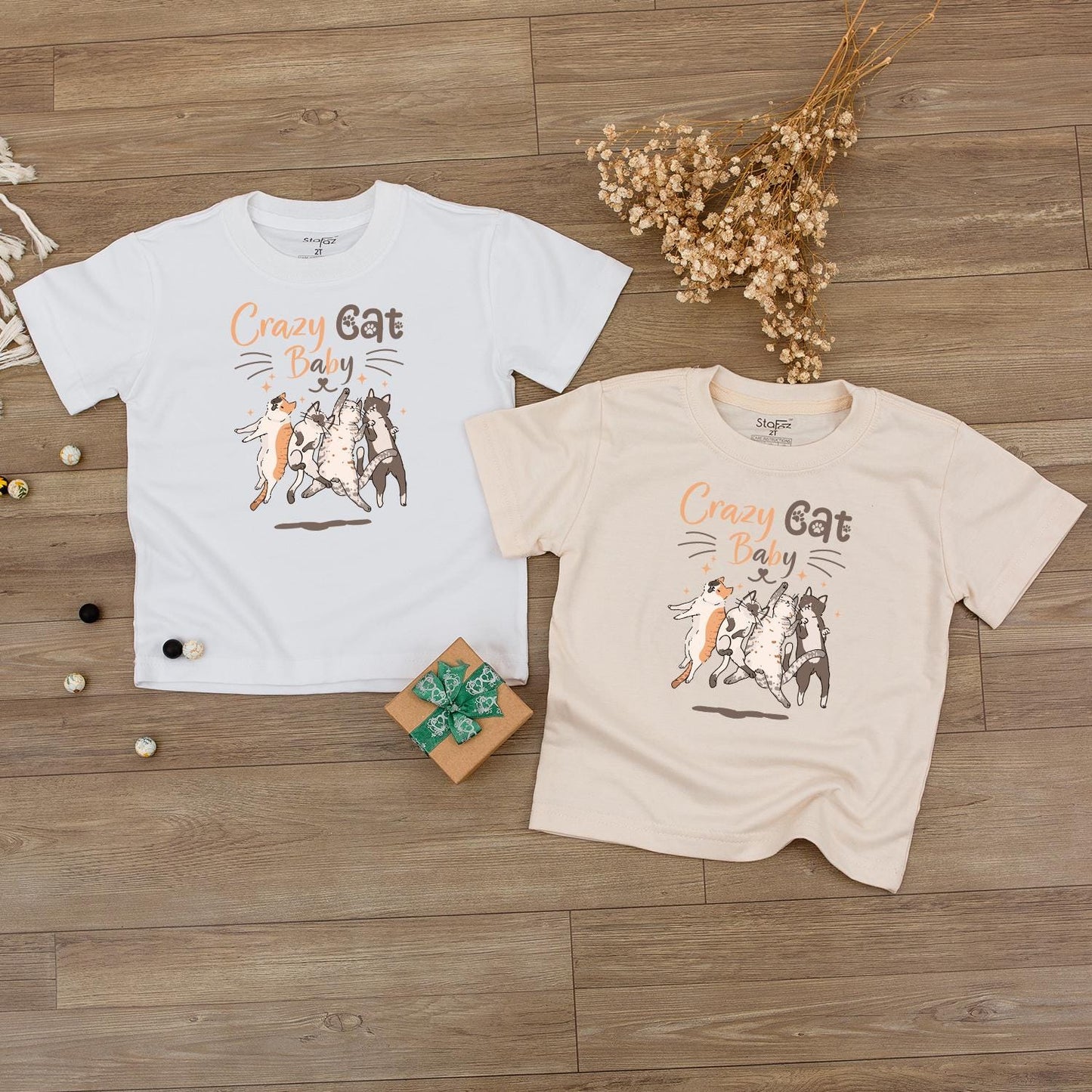Crazy Cat Baby Bodysuit with Playful Cartoon Cats & Whimsical Text Newborn Boy Girl Pet Lover Hospital Take Home Romper Gift