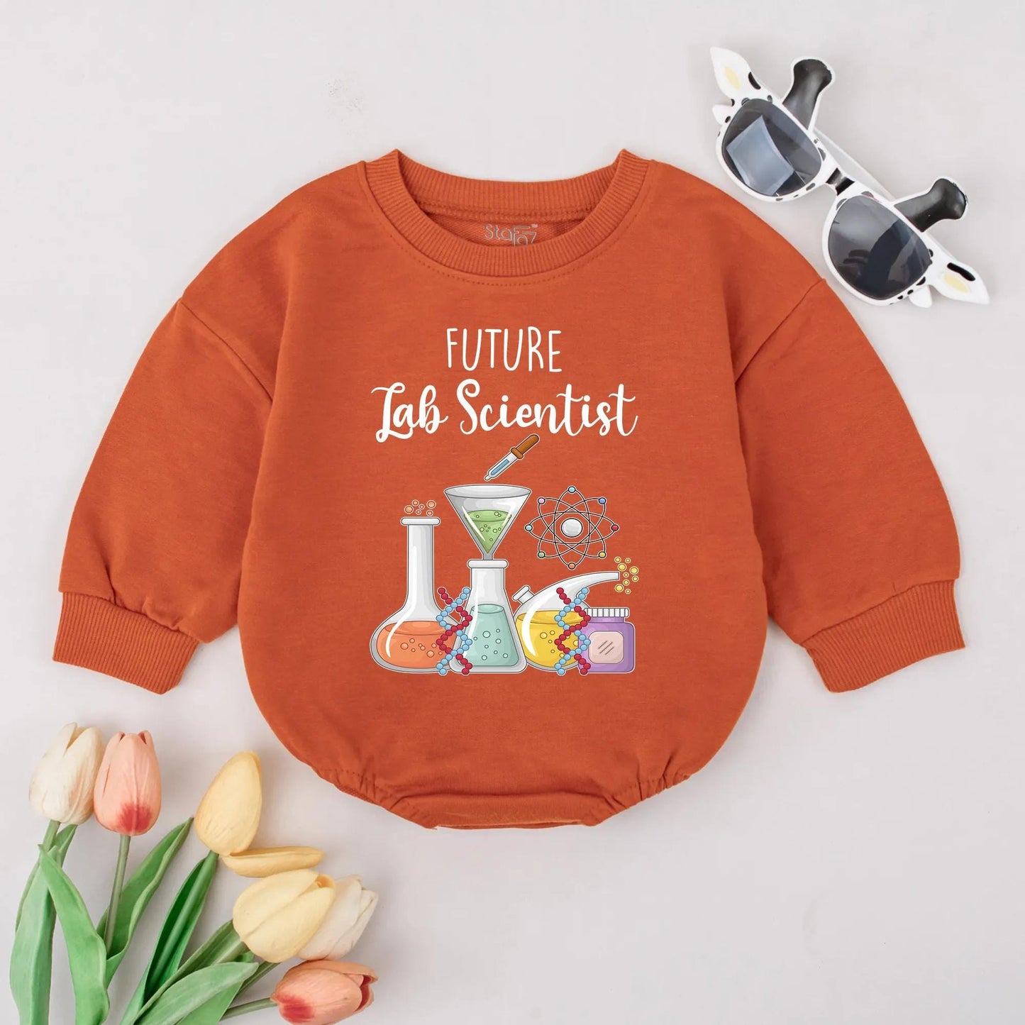 Future Lab Scientist Baby Bubble Romper Adorable STEM Outfit Cute Chemistry Bodysuit Gift for Boys Girls Baby Shower