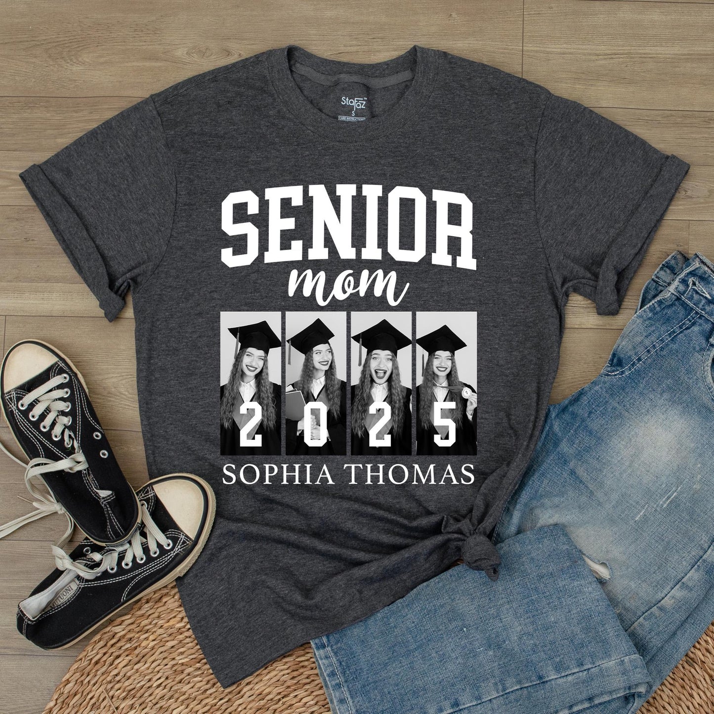 Custom Face Photo Senior 2025 Mom and Dad Matching Family Graduation Shirts for Proud Parents Class of 2025 Memorable Keepsake