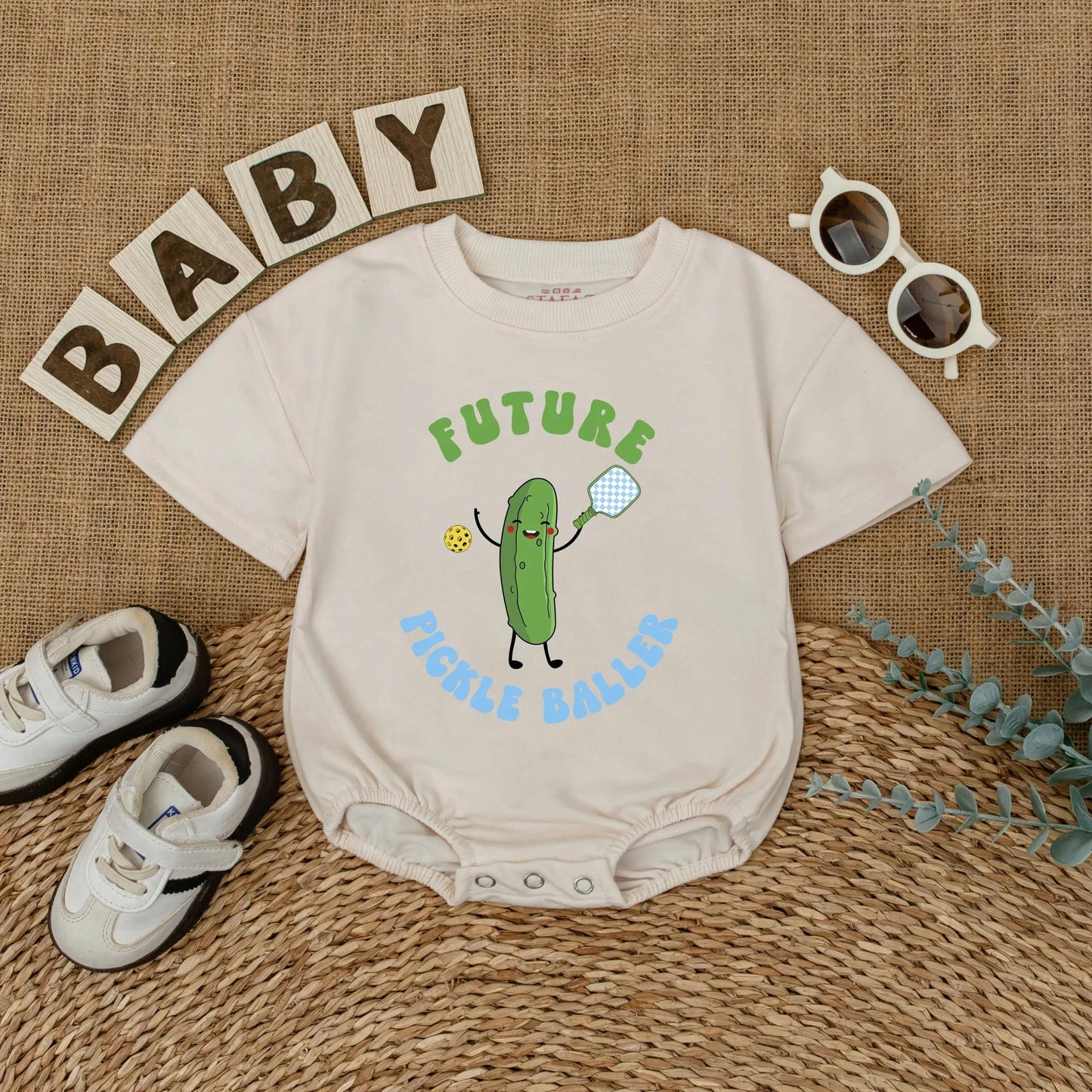Future Pickleballer Baby Romper Fun Infant Bodysuit Pickle Lover Gift for Game Day