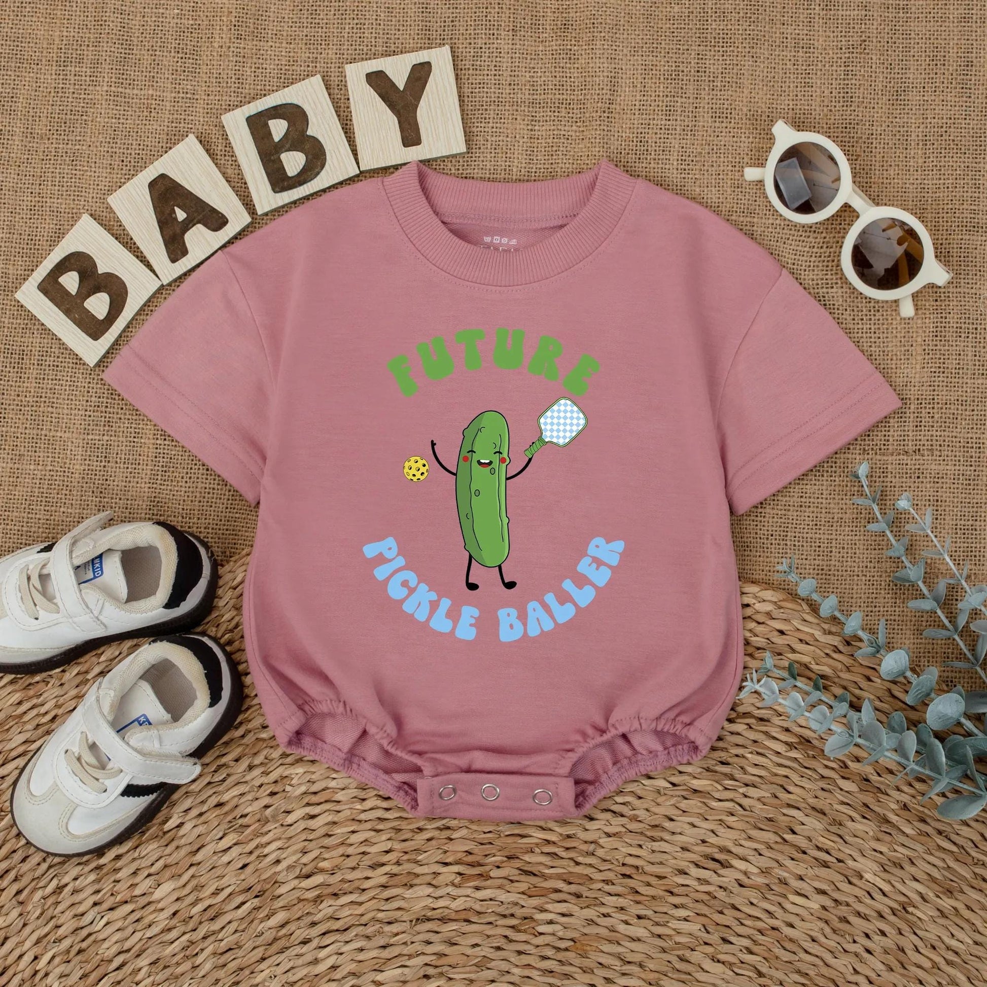 Future Pickleballer Baby Romper Fun Infant Bodysuit Pickle Lover Gift for Game Day