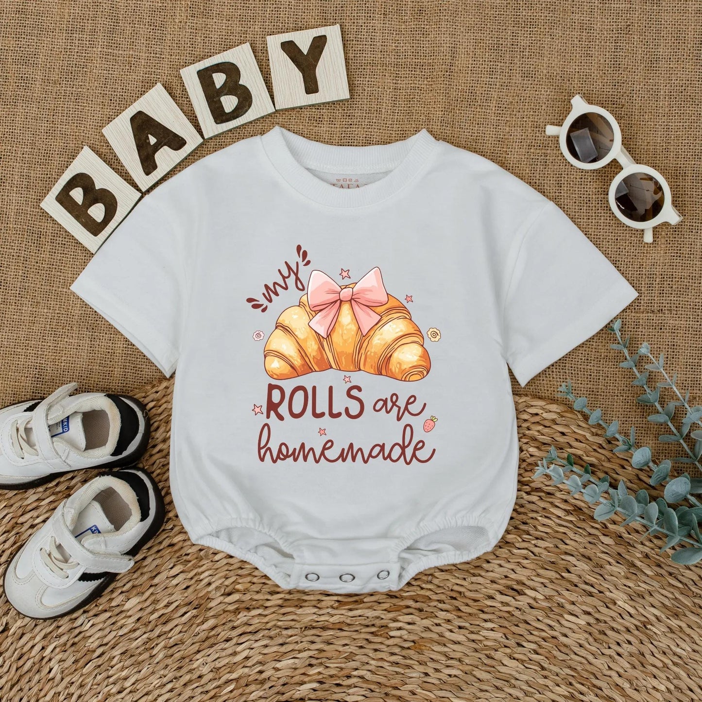 My Rolls Are Homemade Baby Romper Funny Cake Bodysuit Cute Food Outfit for Baby Girl Shower Gift