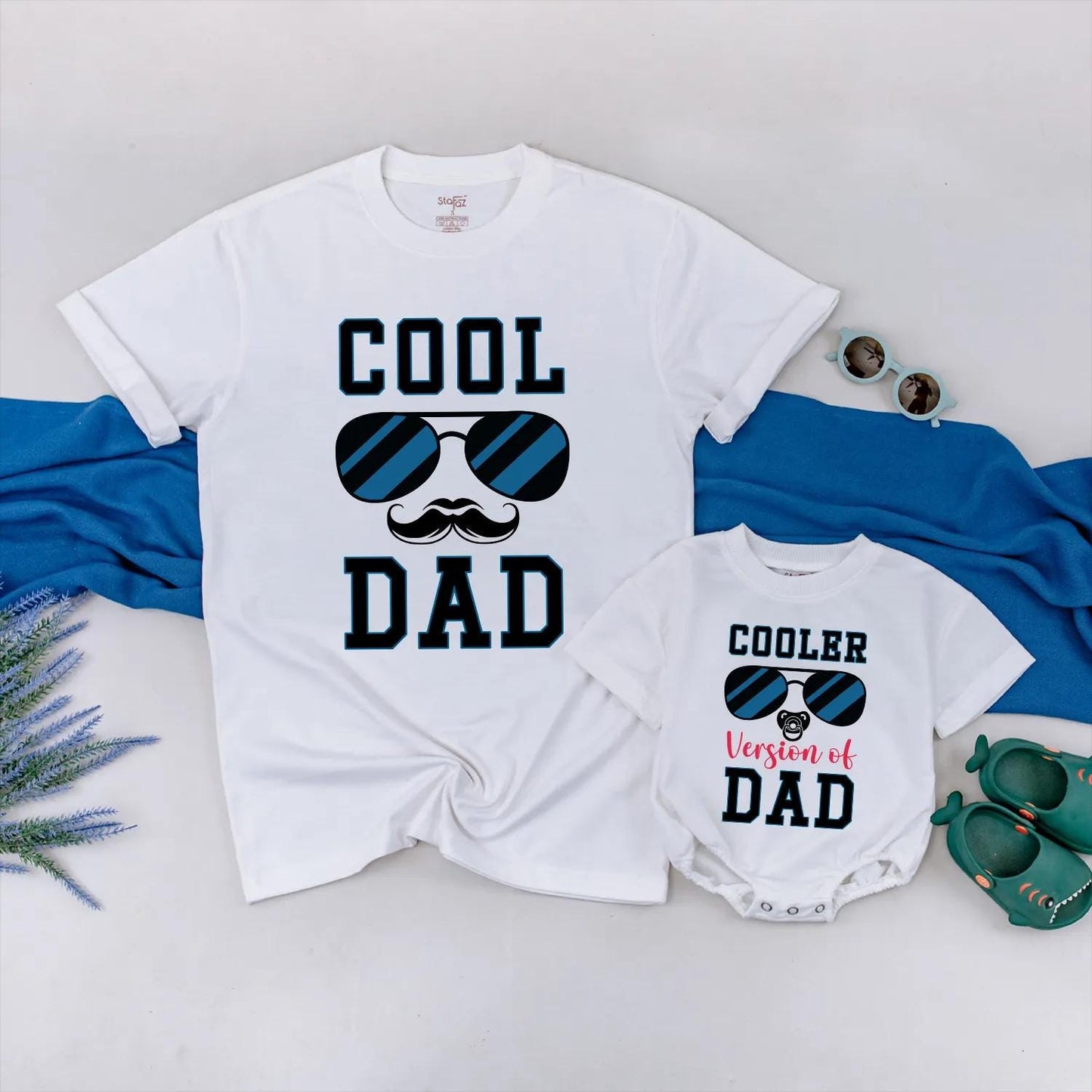 Cool Dad Cooler Version Matching Outfits Daddy Baby Romper Personalized Father's Day Shirt Funny Gift