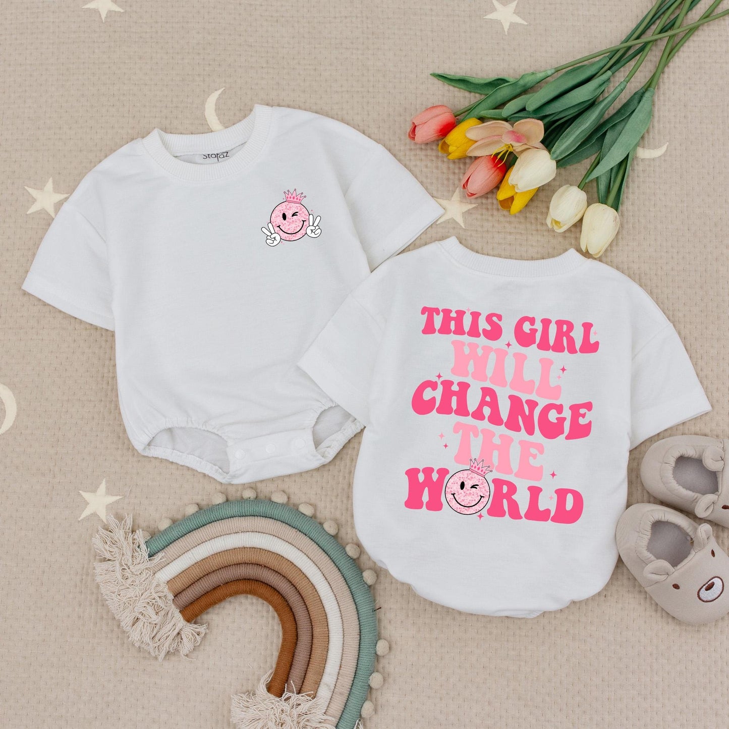 This Girl Will Change The World Baby Romper! Empowering Retro Design for Little Girls, Cute Feminist Bodysuit, Infant Babysuit Gift Idea, Strong Like Girl 138