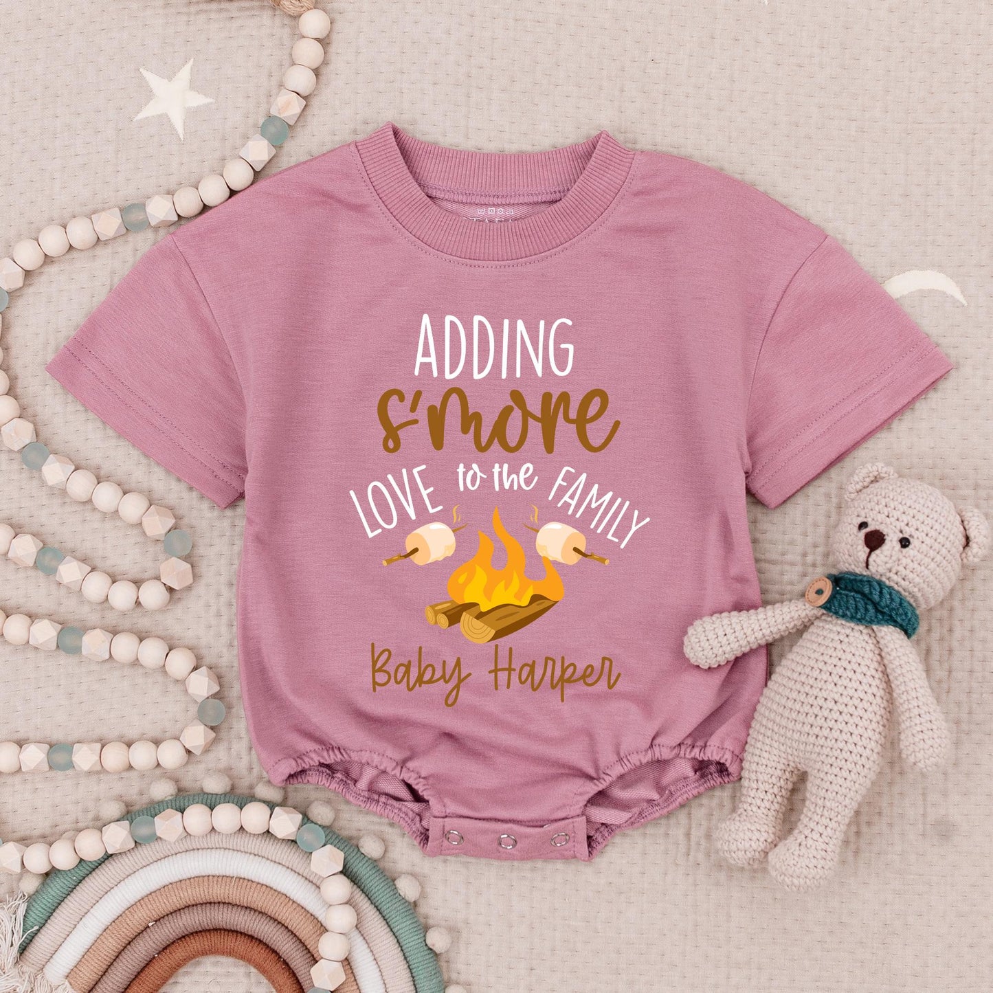 Baby Harper Adding S'more Love Family Campfire Romper Pregnancy Announcement Bodysuit Newborn