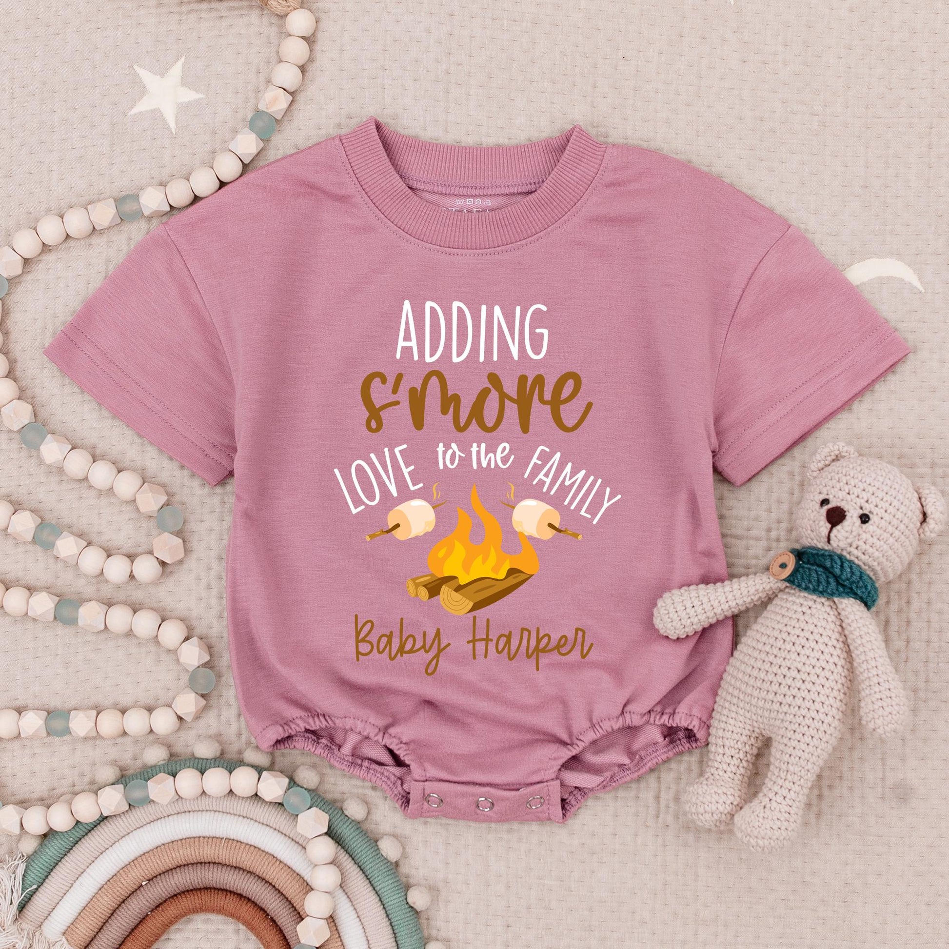Baby Harper Adding S'more Love Family Campfire Romper Pregnancy Announcement Bodysuit Newborn