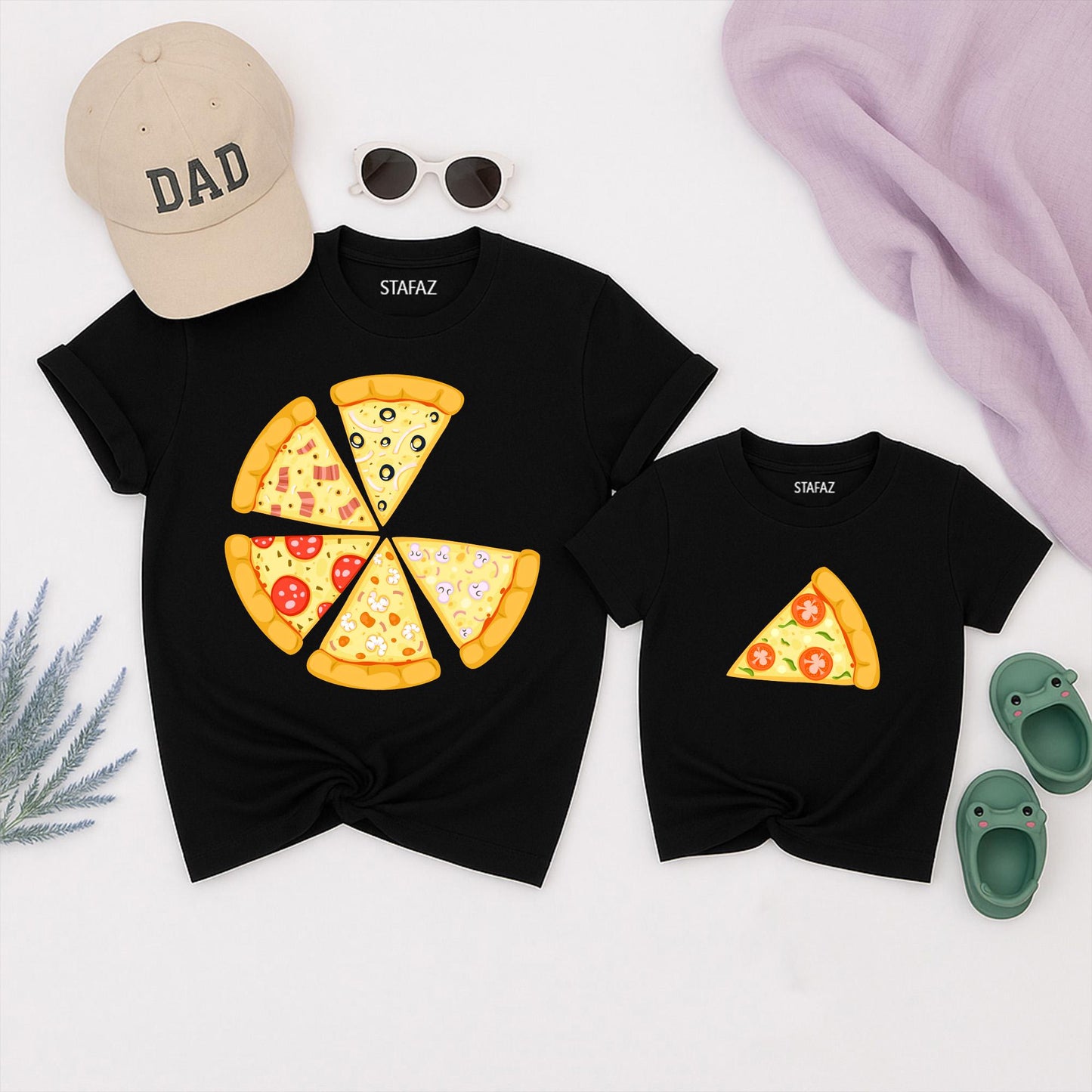 Funny Dad & Baby Pizza Matching Shirt 1st Father's Day Gift for New Dad Daddy and Me Italian Papa Outfit