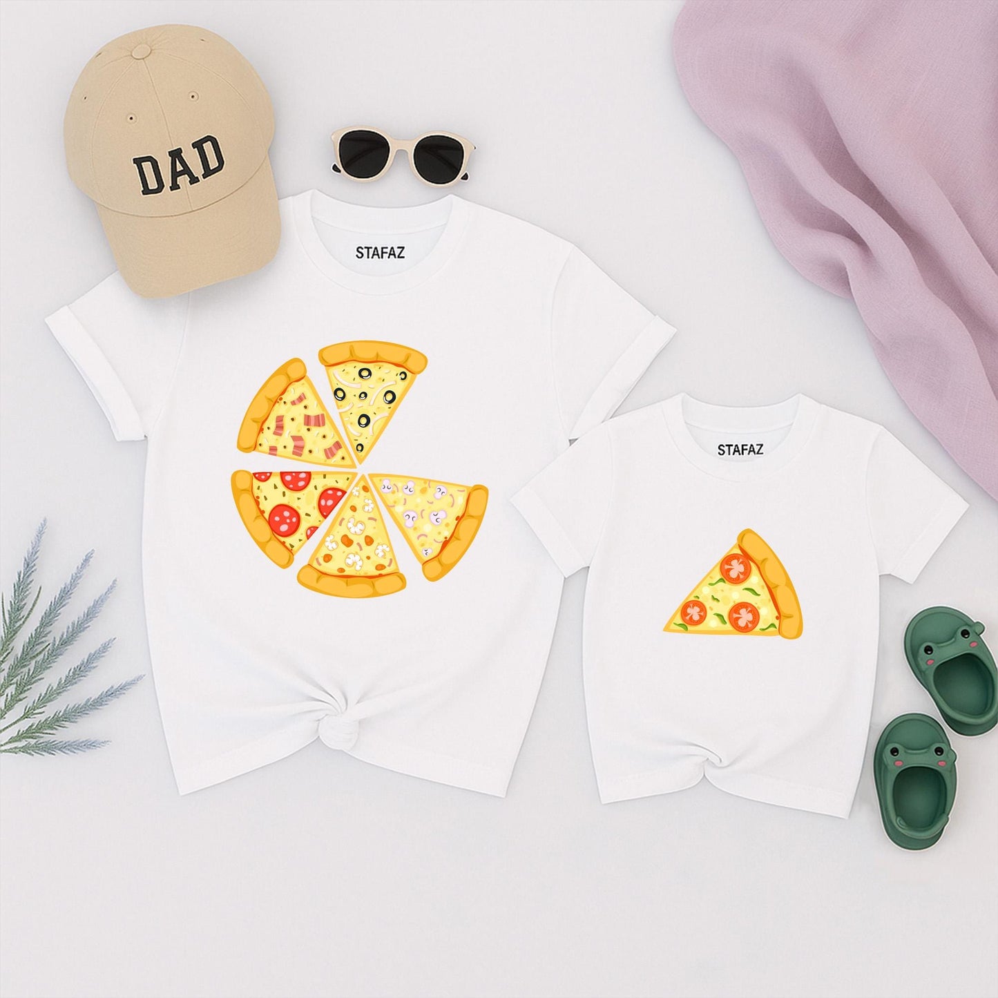 Funny Dad & Baby Pizza Matching Shirt 1st Father's Day Gift for New Dad Daddy and Me Italian Papa Outfit