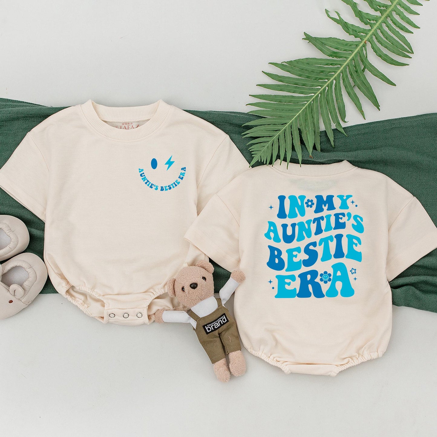 In My Auntie Era Matching Outfit Cool Aunt Shirt & Nephew Romper Baby Shower Gift Newborn Boy Retro Boho Style