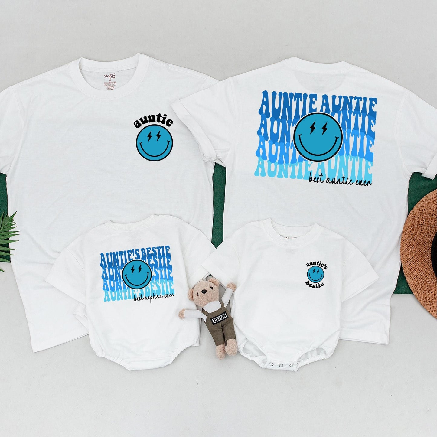 Personalized Auntie's Bestie Matching Outfit, Auntie & Nephew Romper, Cool Aunt Shirt, Baby Boy Gift, Custom Newborn Outfit