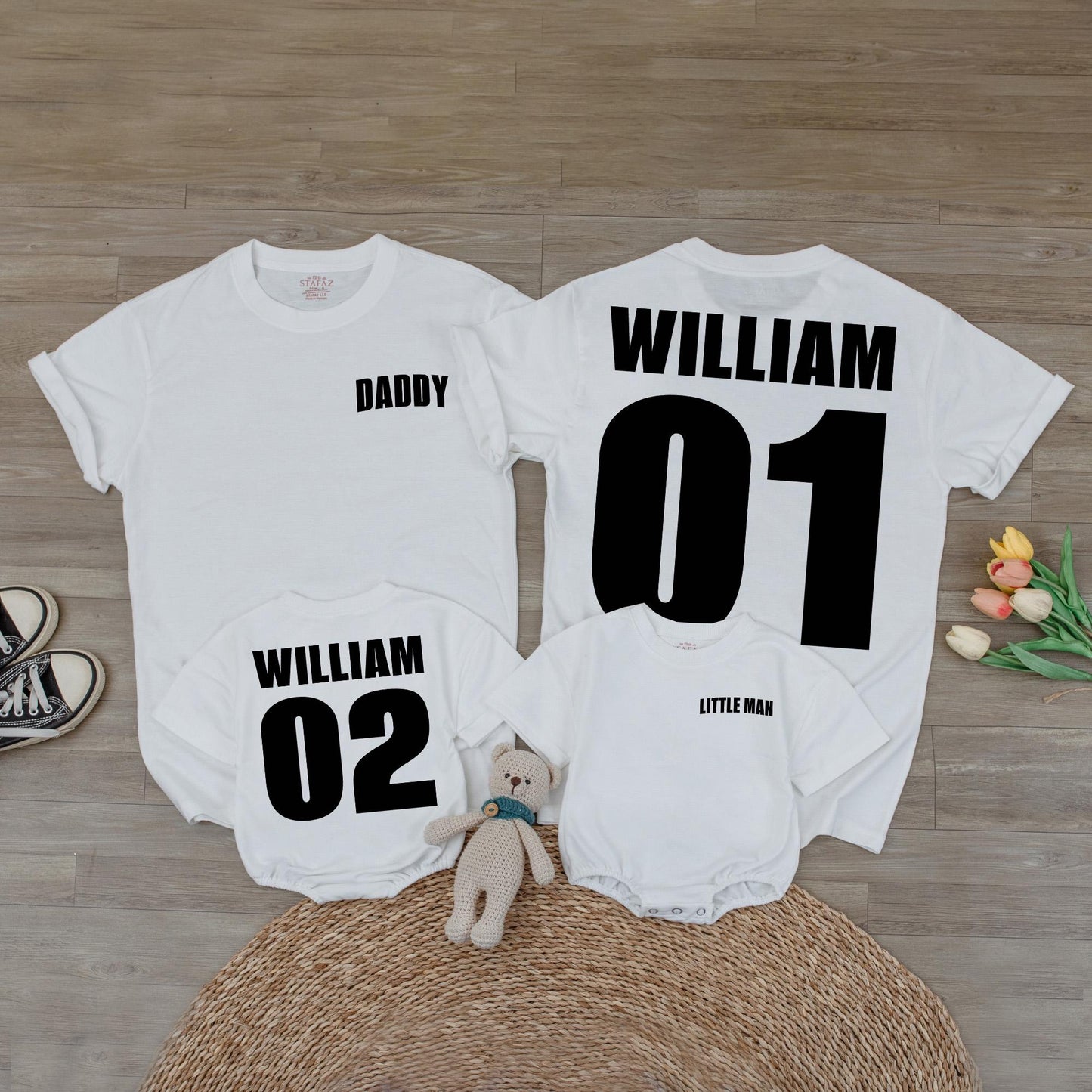 Personalized Dad & Son Last Name T-Shirt Matching Set Father's Day Gift Custom Family Shirts Daddy and Me Comfortable Cotton
