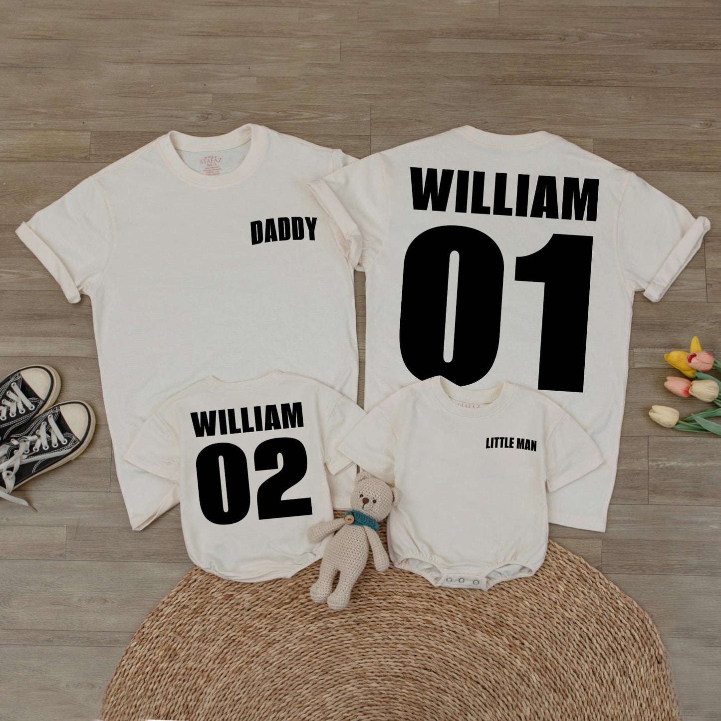 Personalized Dad & Son Last Name T-Shirt Matching Set Father's Day Gift Custom Family Shirts Daddy and Me Comfortable Cotton