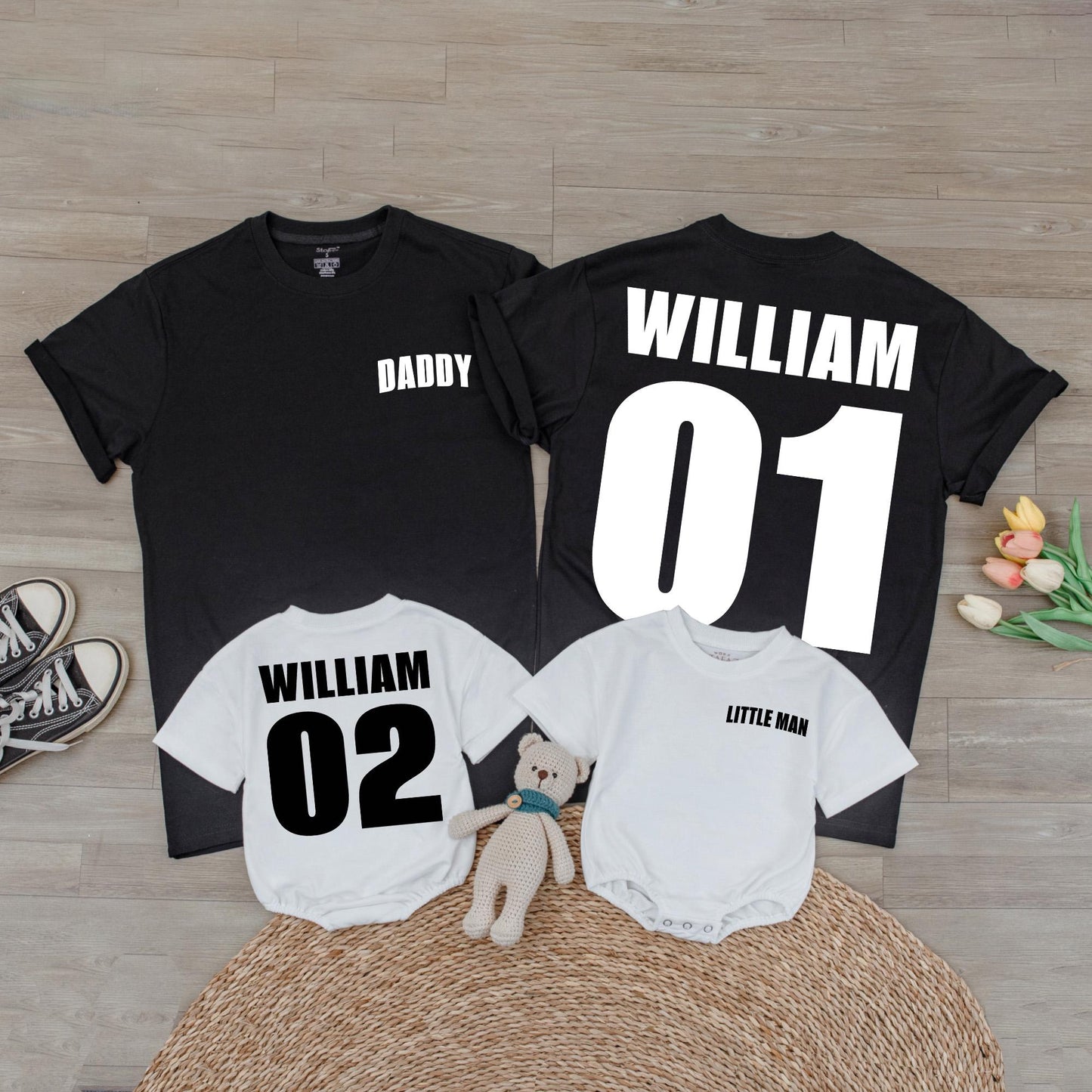 Personalized Dad & Son Last Name T-Shirt Matching Set Father's Day Gift Custom Family Shirts Daddy and Me Comfortable Cotton