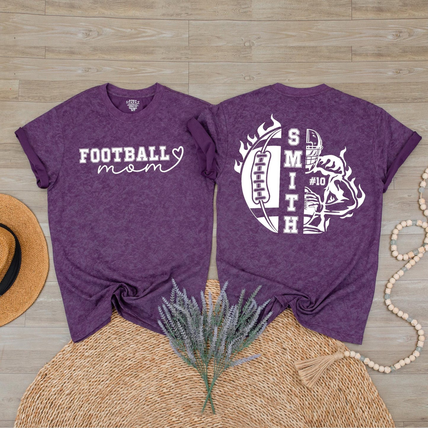 Custom Football Mom Shirt with Kids Names and Numbers Football Game Day Season Tee