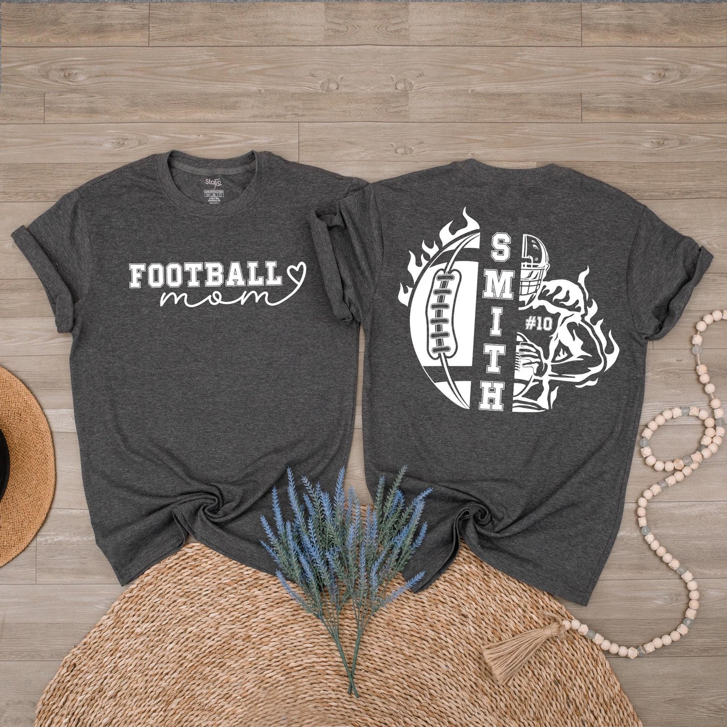 Custom Football Mom Shirt with Kids Names and Numbers Football Game Day Season Tee