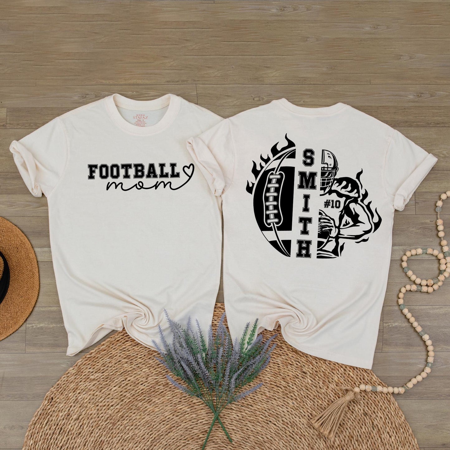 Custom Football Mom Shirt with Kids Names and Numbers Football Game Day Season Tee