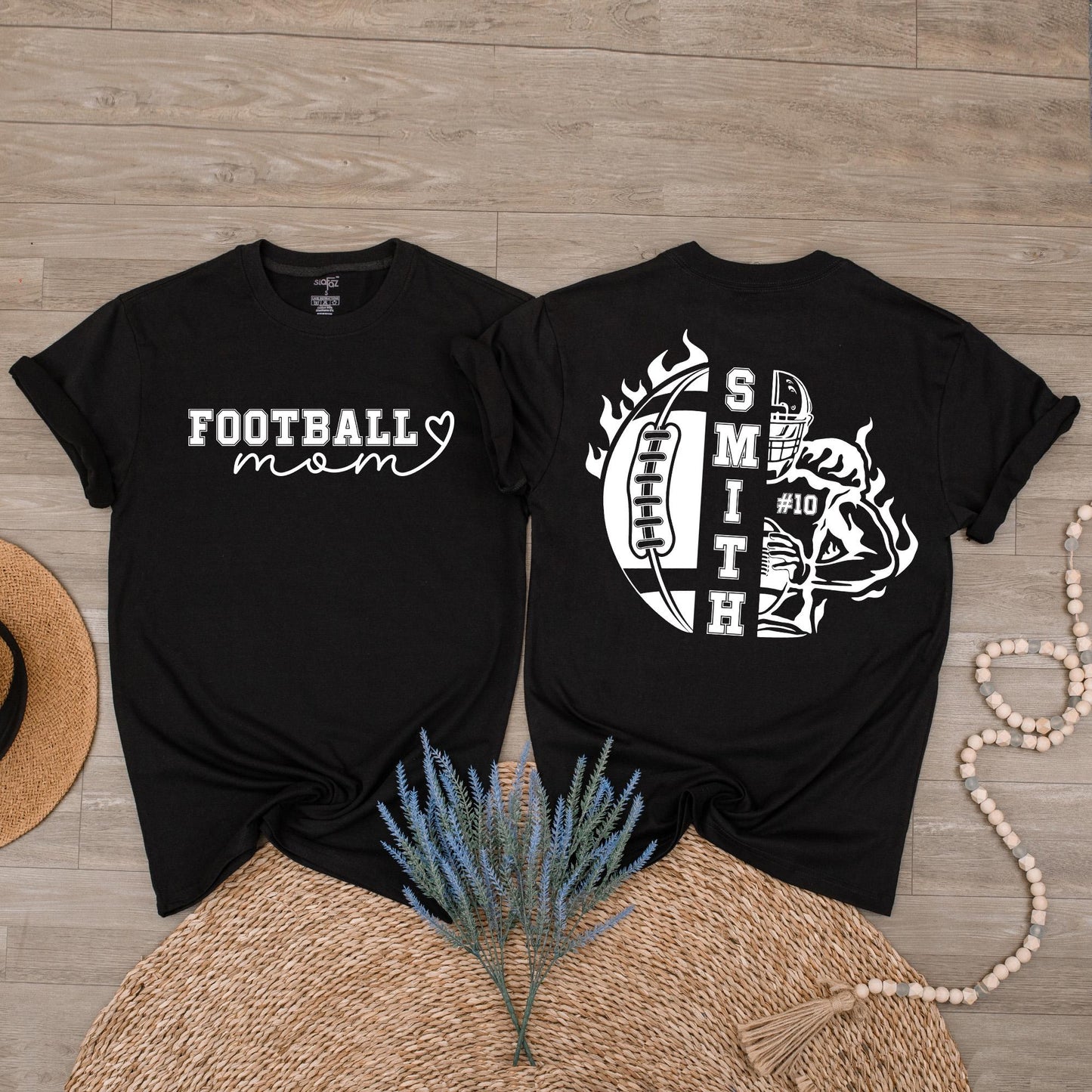 Custom Football Mom Shirt with Kids Names and Numbers Football Game Day Season Tee