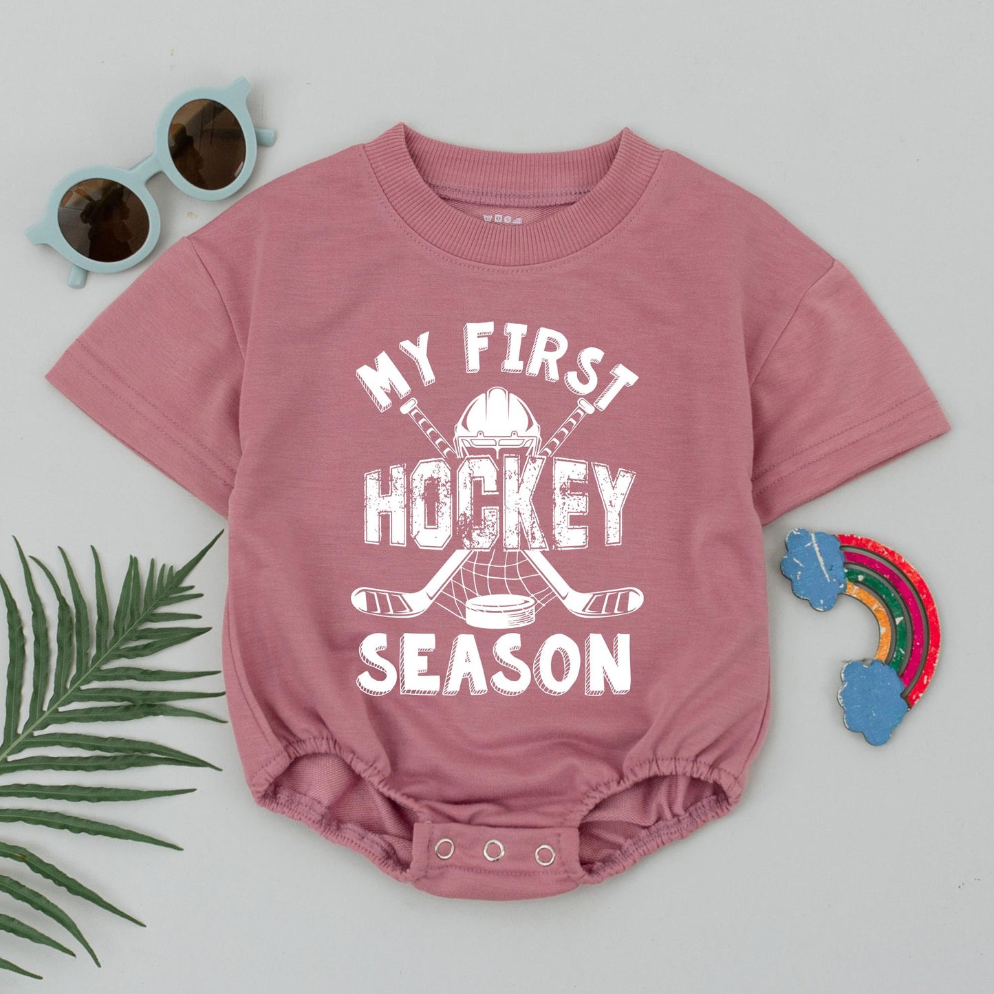 My First Hockey Season Romper Retro Future Hockey Player Bodysuit Daddy's Little Hockey Buddy Outfit Baby Boy Sports Clothes
