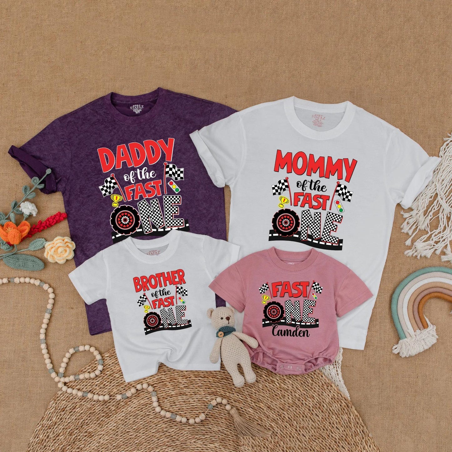 Fast One Birthday Matching Family Shirts Race Car Party Outfit Mommy and Me 1st Birthday Gift
