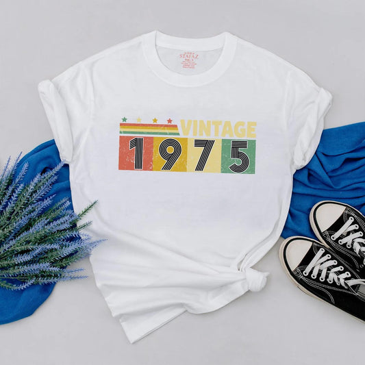 Personalized 1975 Vintage Shirt Classic 50th Birthday Outfit Retro Color Custom Gift for Women Men 1975 Birthday Outfit