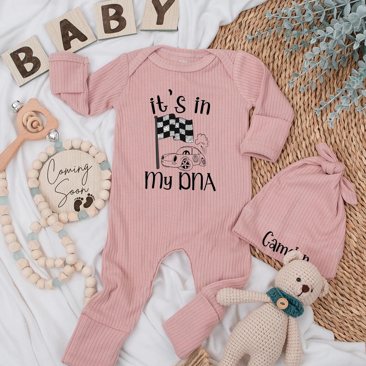 It's in My DNA Racing Baby Bodysuit - Personalized Race Car Newborn Outfit, Racer Baby Boy Clothes, Baby Shower Gift